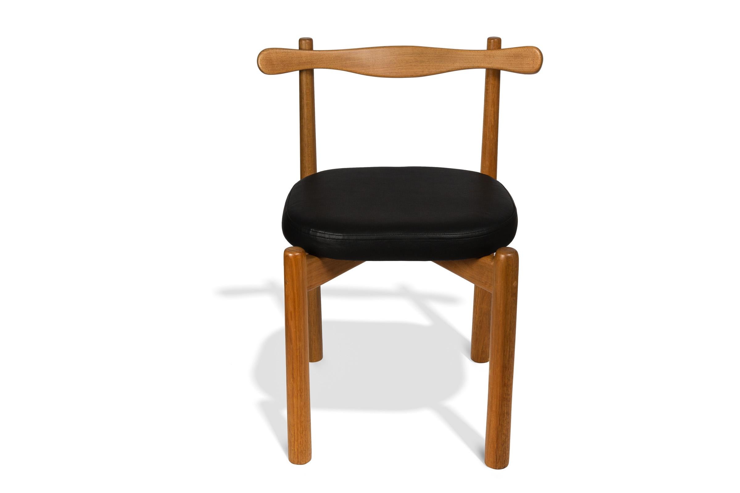Organic Modern Dining Chair Uçá Light Brown Wood (fabric ref : F07) For Sale