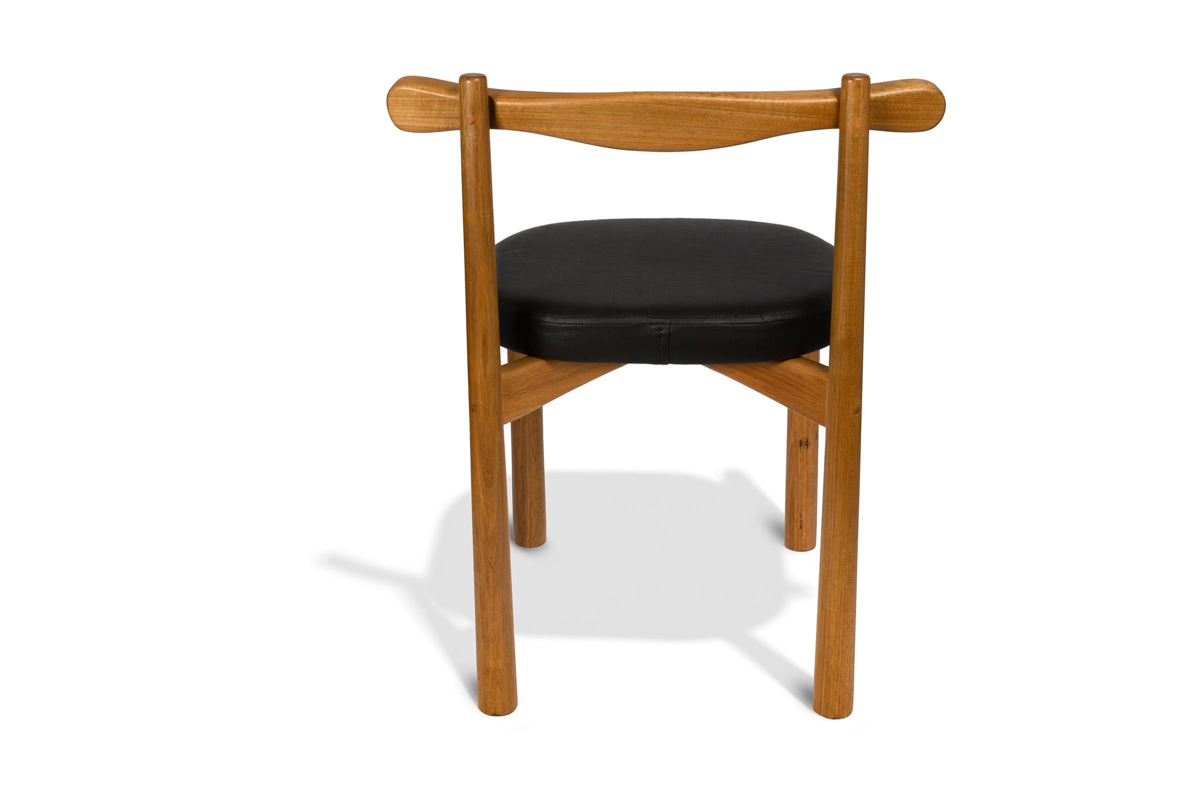 Contemporary Dining Chair Uçá Light Brown Wood (fabric ref : F07) For Sale