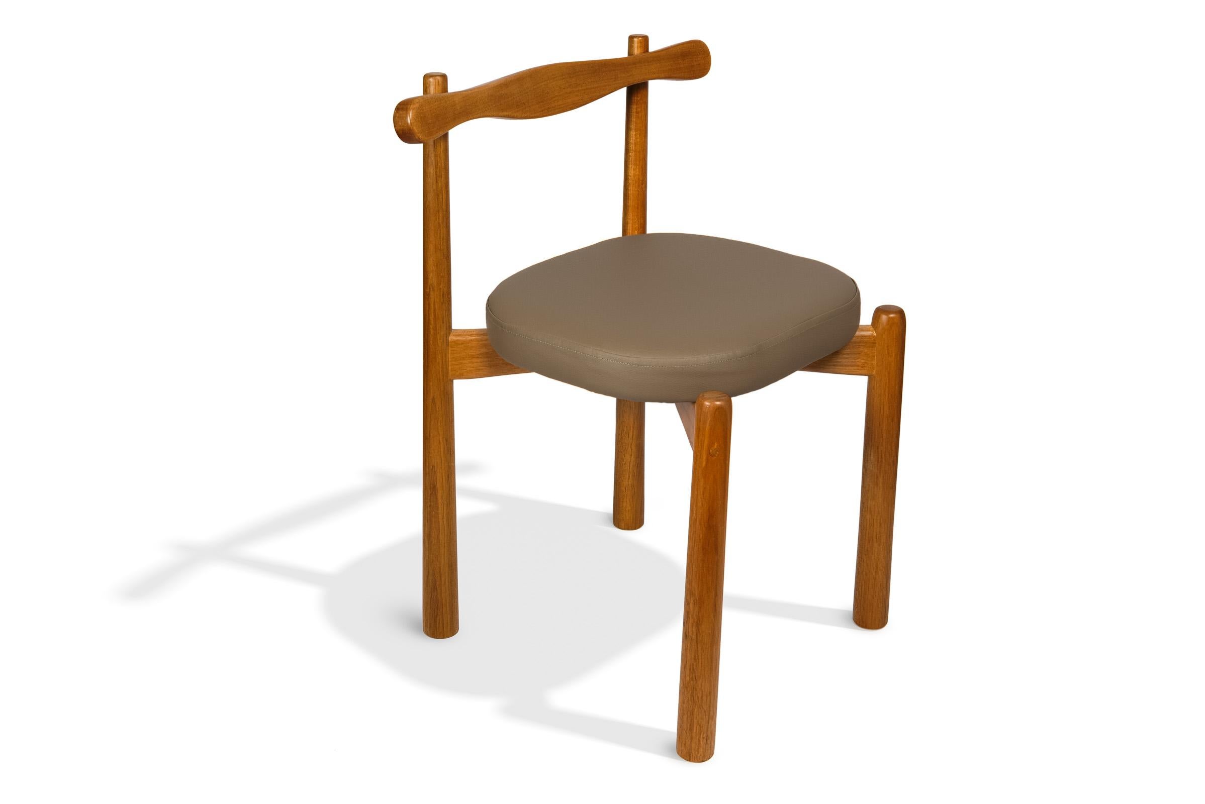 Brazilian Dining Chair Uçá Light Light Brown Wood (fabric ref : F04) For Sale