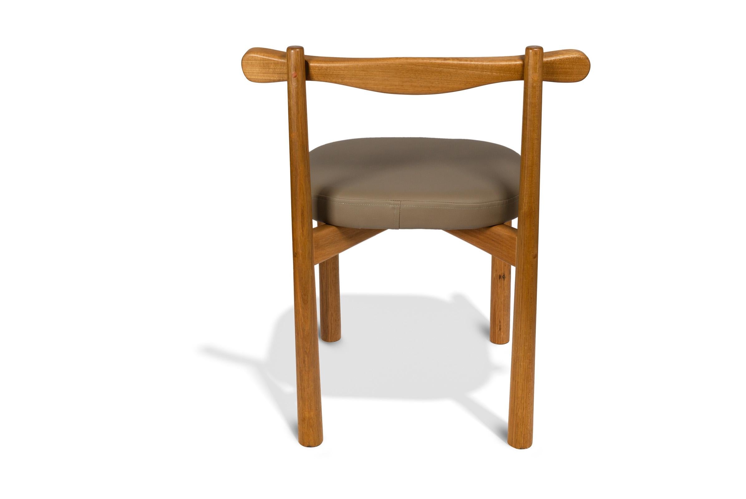 Contemporary Dining Chair Uçá Light Light Brown Wood (fabric ref : F04) For Sale