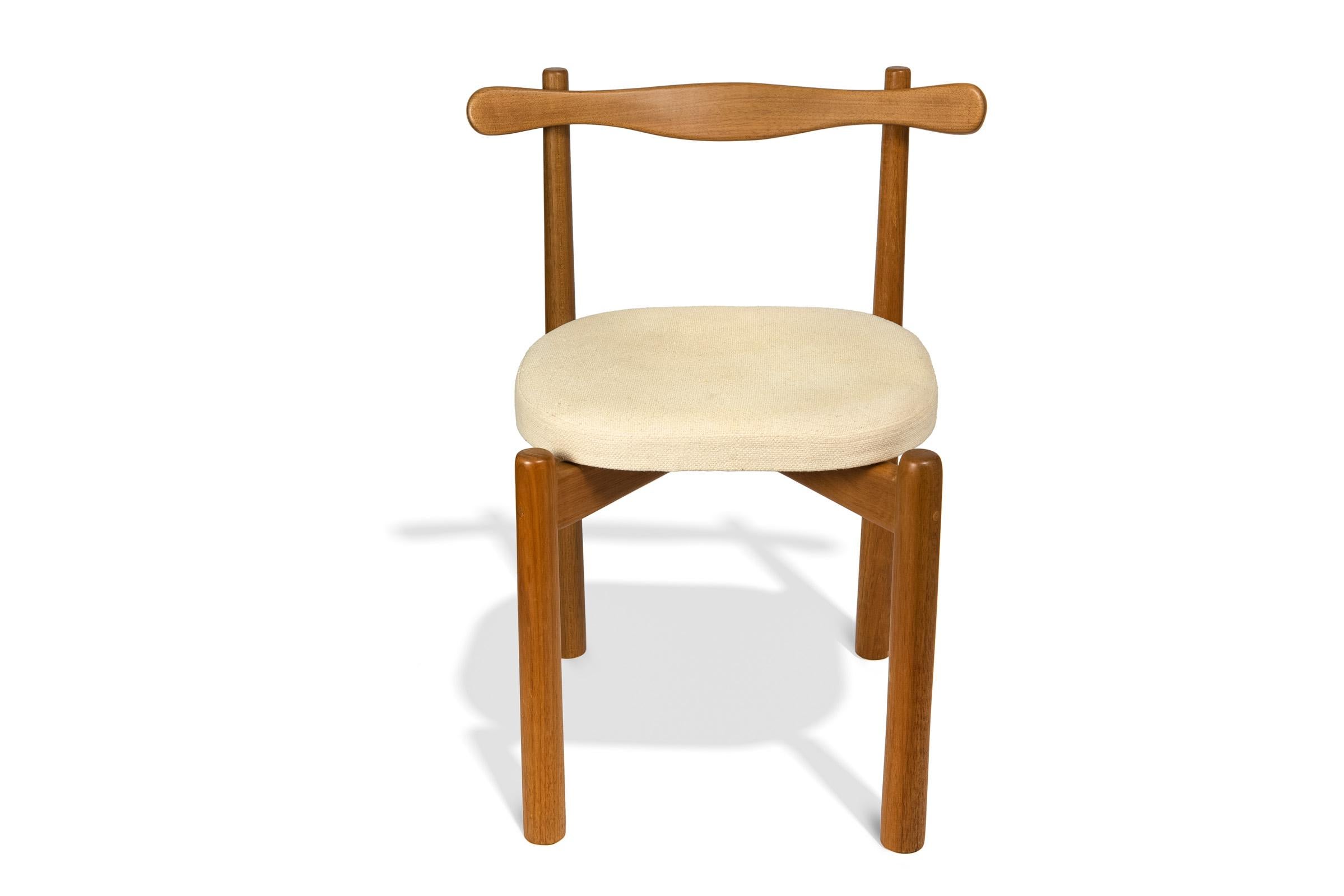 Organic Modern Dining Chair Uçá Light Light Brown Wood (fabric ref : F13) For Sale