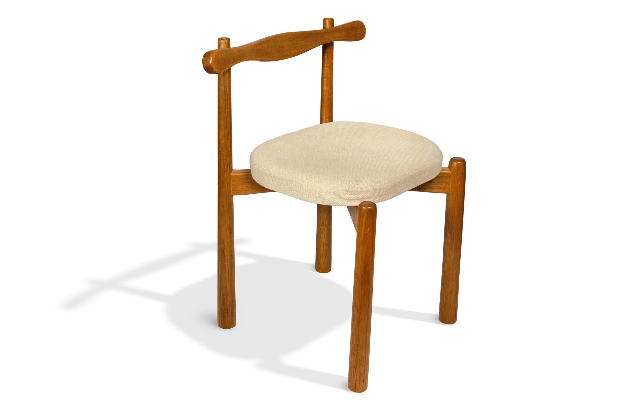 Brazilian Dining Chair Uçá Light Light Brown Wood (fabric ref : F13) For Sale