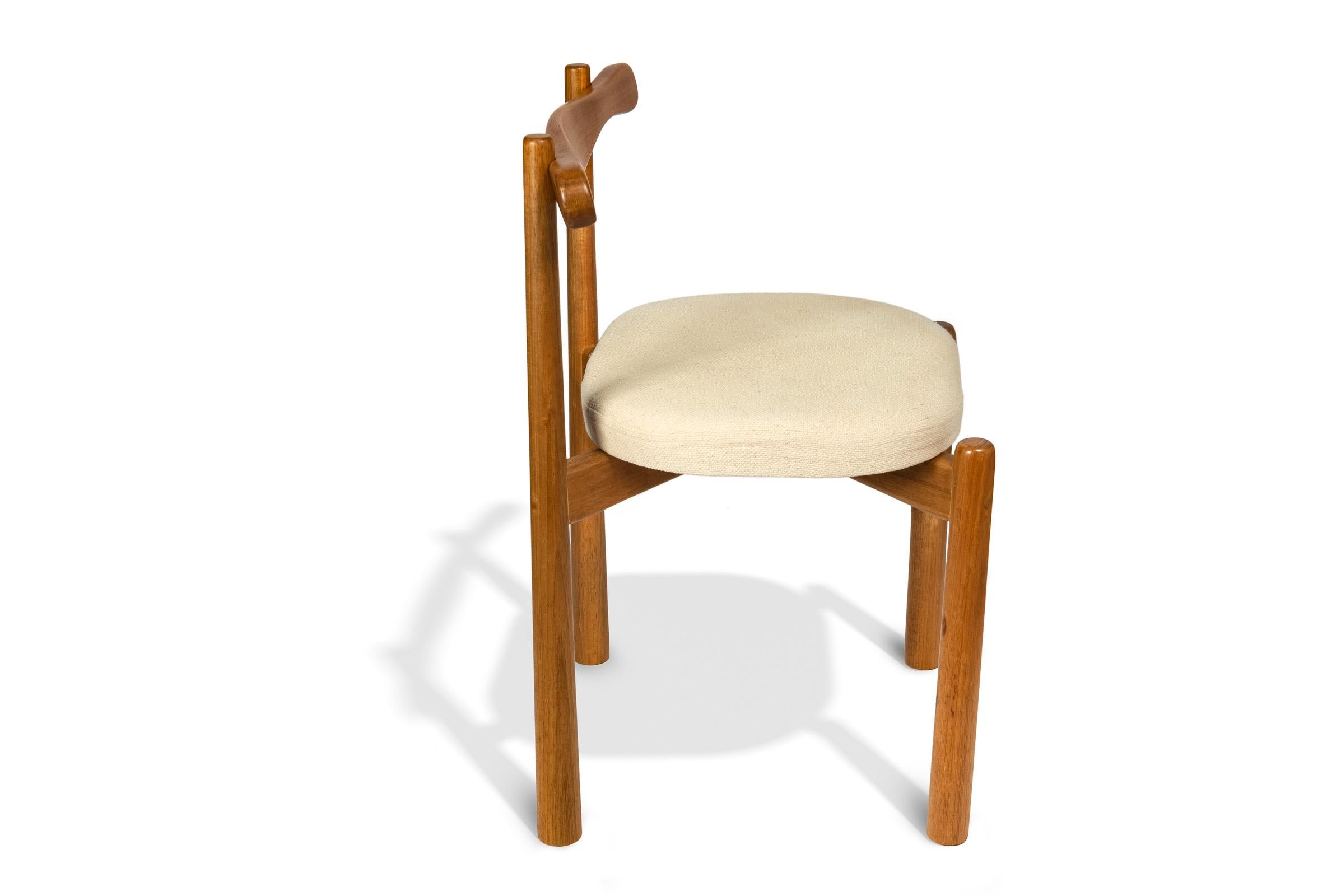 Dining Chair Uçá Light Light Brown Wood (fabric ref : F13) In New Condition For Sale In São Paulo, BR