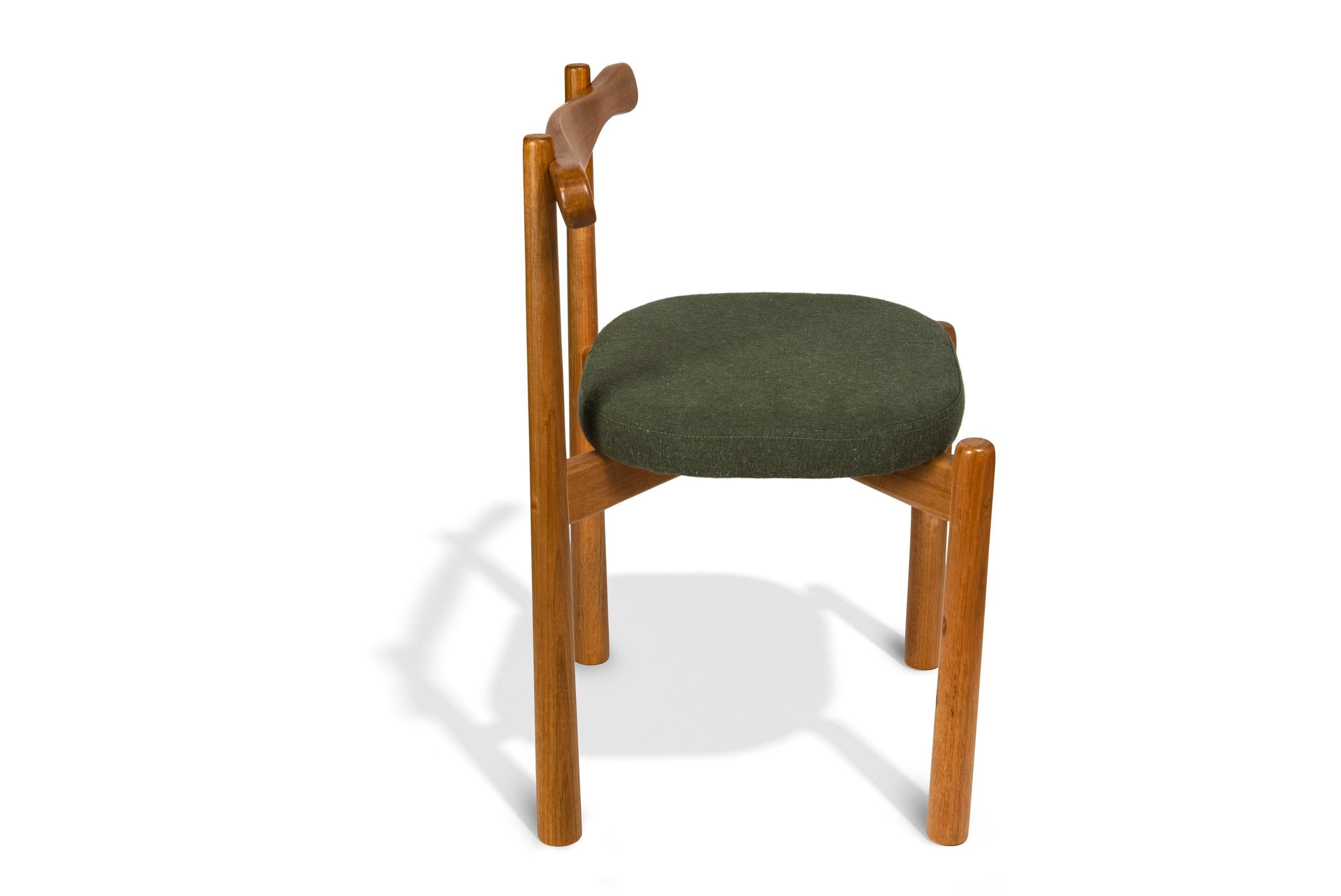 Dining Chair Uçá Light Light Brown Wood (fabric ref : F17) In New Condition For Sale In São Paulo, BR