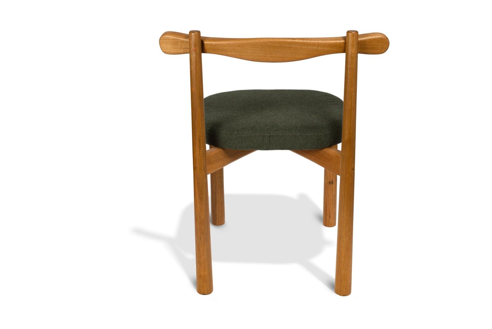 Contemporary Dining Chair Uçá Light Light Brown Wood (fabric ref : F17) For Sale