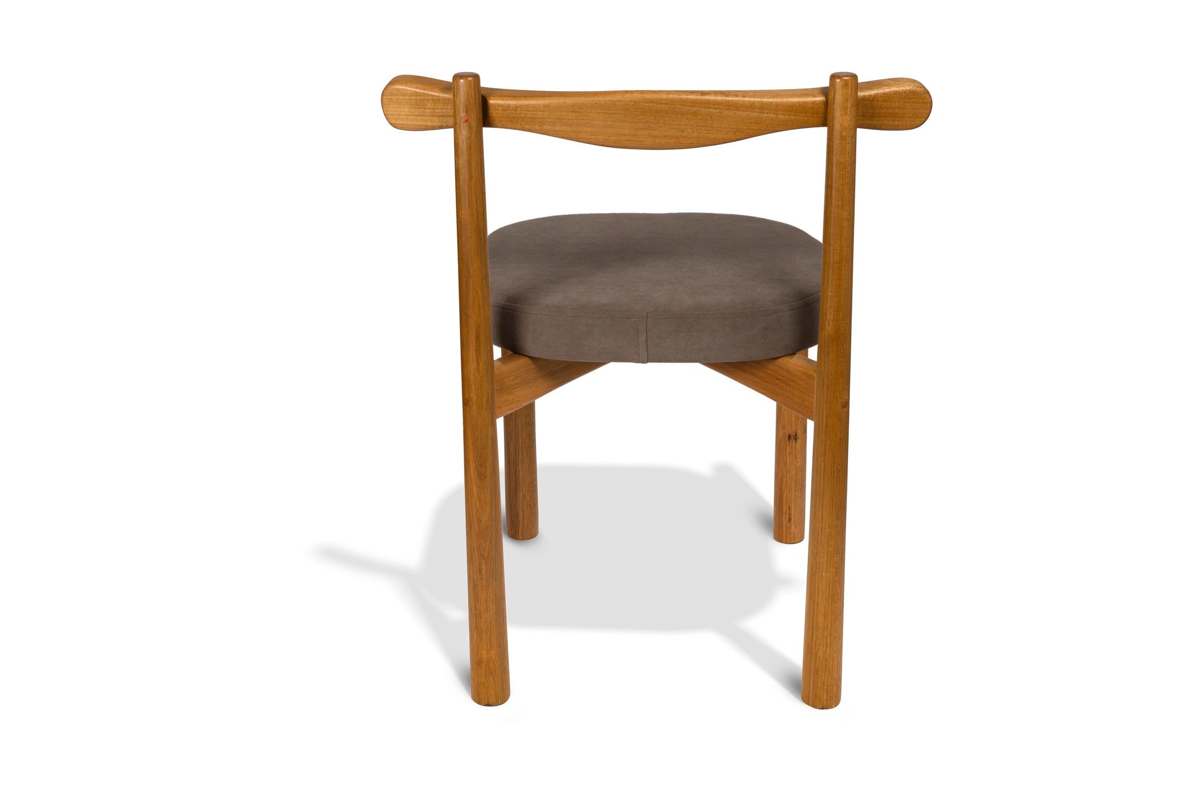 Contemporary Dining Chair Uçá Light Light Brown Wood (fabric ref : F20) For Sale