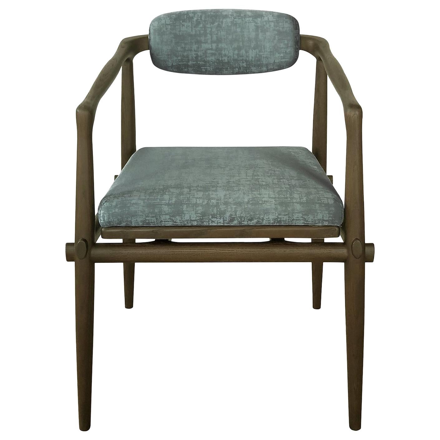 Dining Chair Upholstered Armchair Interlock André Fu Living Grey Oak Green New