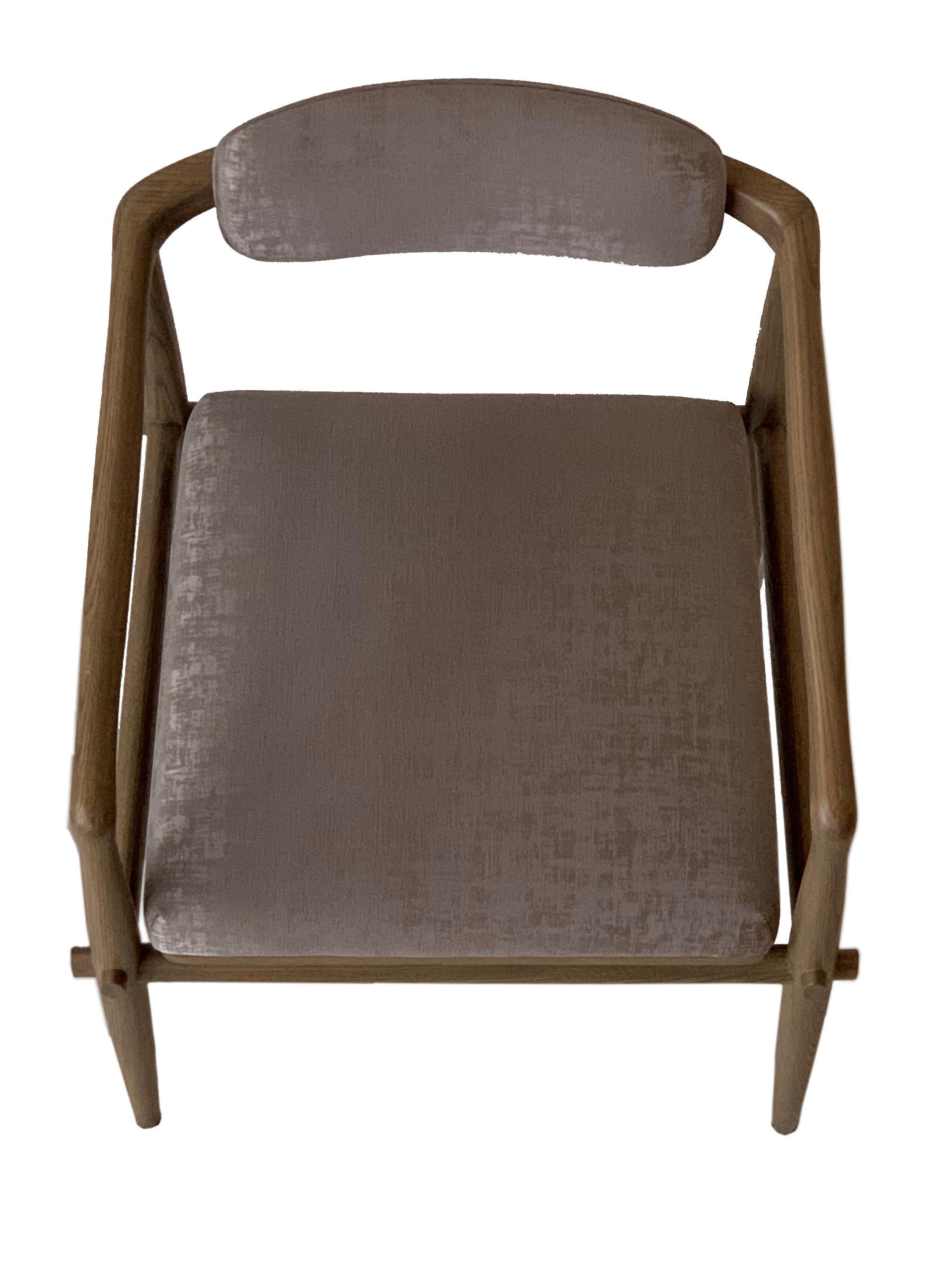 Chinese Dining Chair Upholstered Armchair Interlock André Fu Living Grey Oak Grey New For Sale