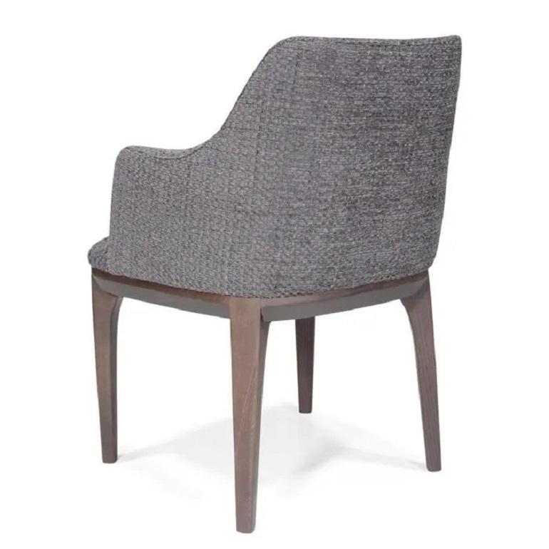 Silla de Comedor Tapizada en Bouclé con Estructura de Madera de Fresno Moderno en venta