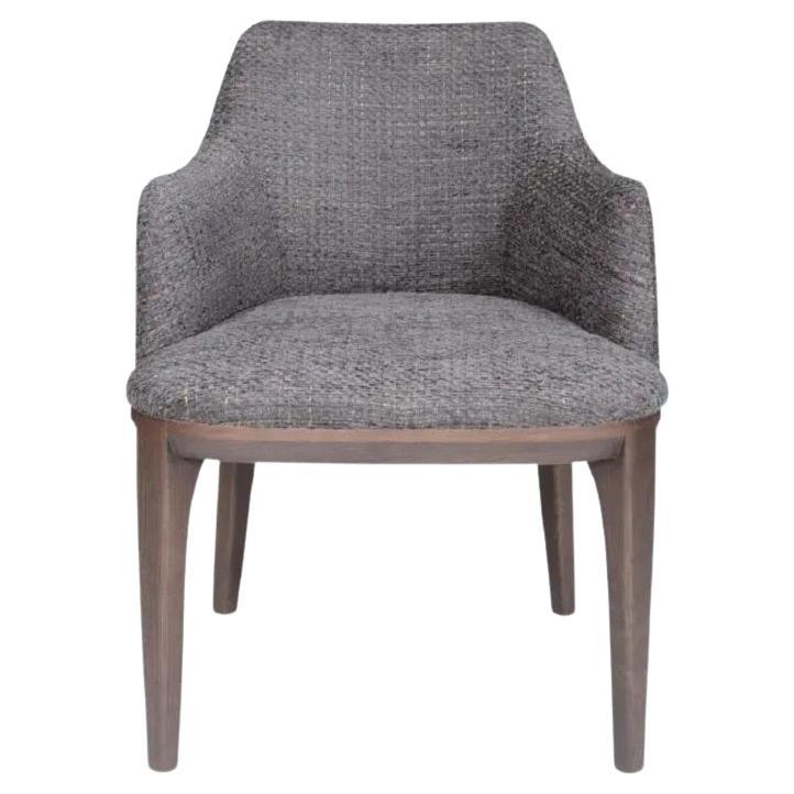 Silla de Comedor Tapizada en Bouclé con Estructura de Madera de Fresno