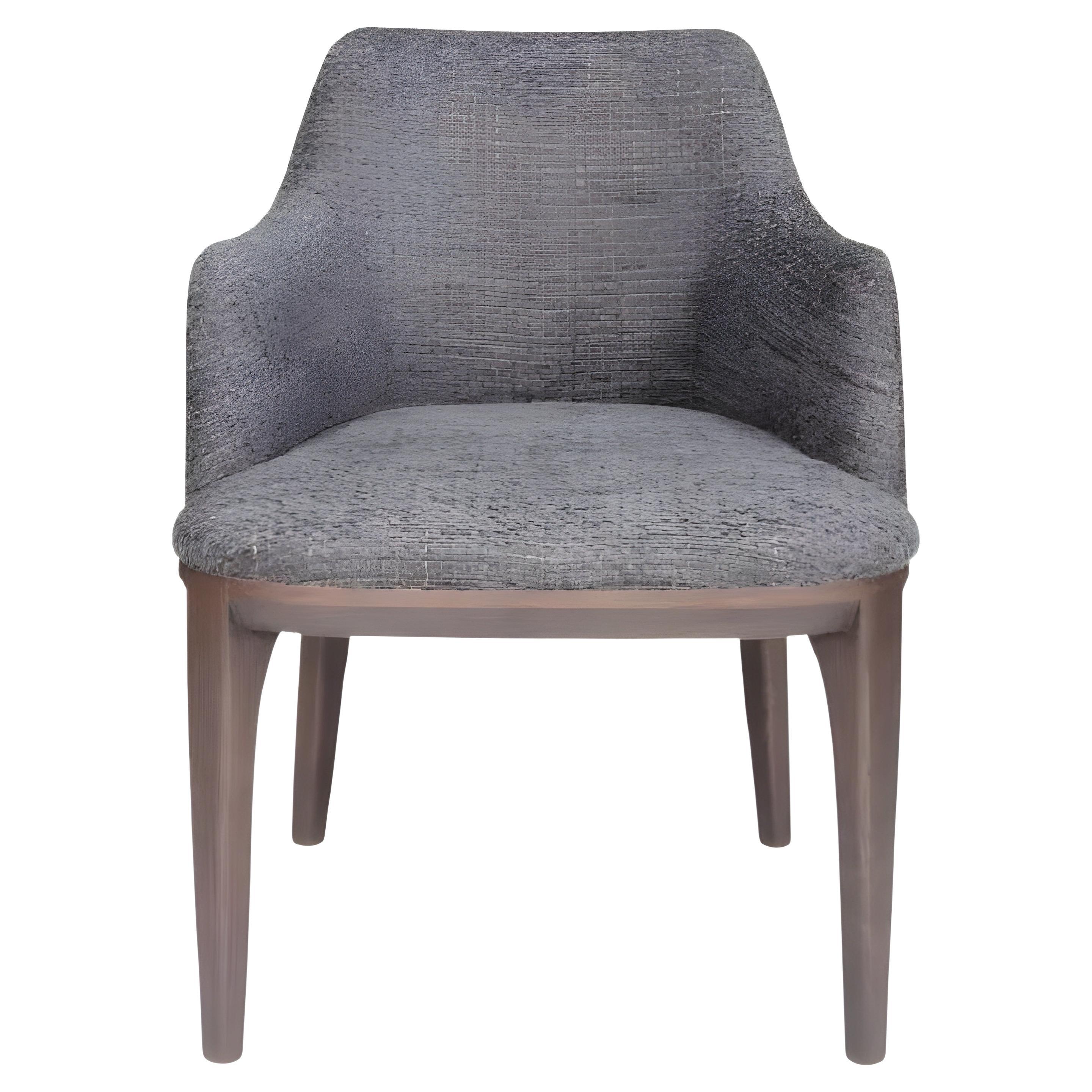 Silla de Comedor Tapizada en Bouclé con Estructura de Madera de Fresno