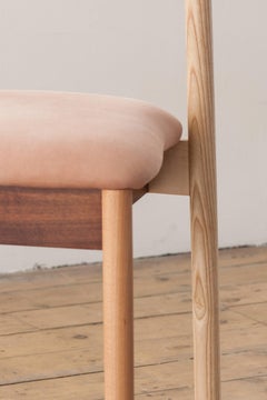 Dining Chair, Upholstered in Suede, Mixed Woods, Designed by Max Frommeld