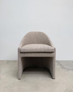 Dining Chair, Upholstered Tub Chair Design, Sculptural Curved Form, Italy