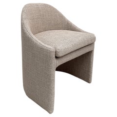 Dining Chair, Upholstered Tub Chair Design, Sculptural Curved Form, Italy