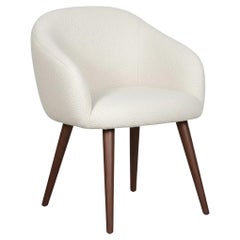 Dining Chair w/ Feminine Silhouette in Bouclé And Walnut Legs By Jose' Castro