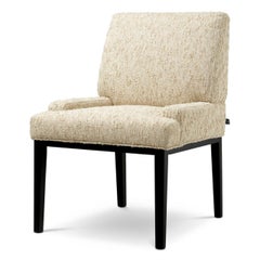 Dining Chair with Arms Black Finish Arden Natural Fabric