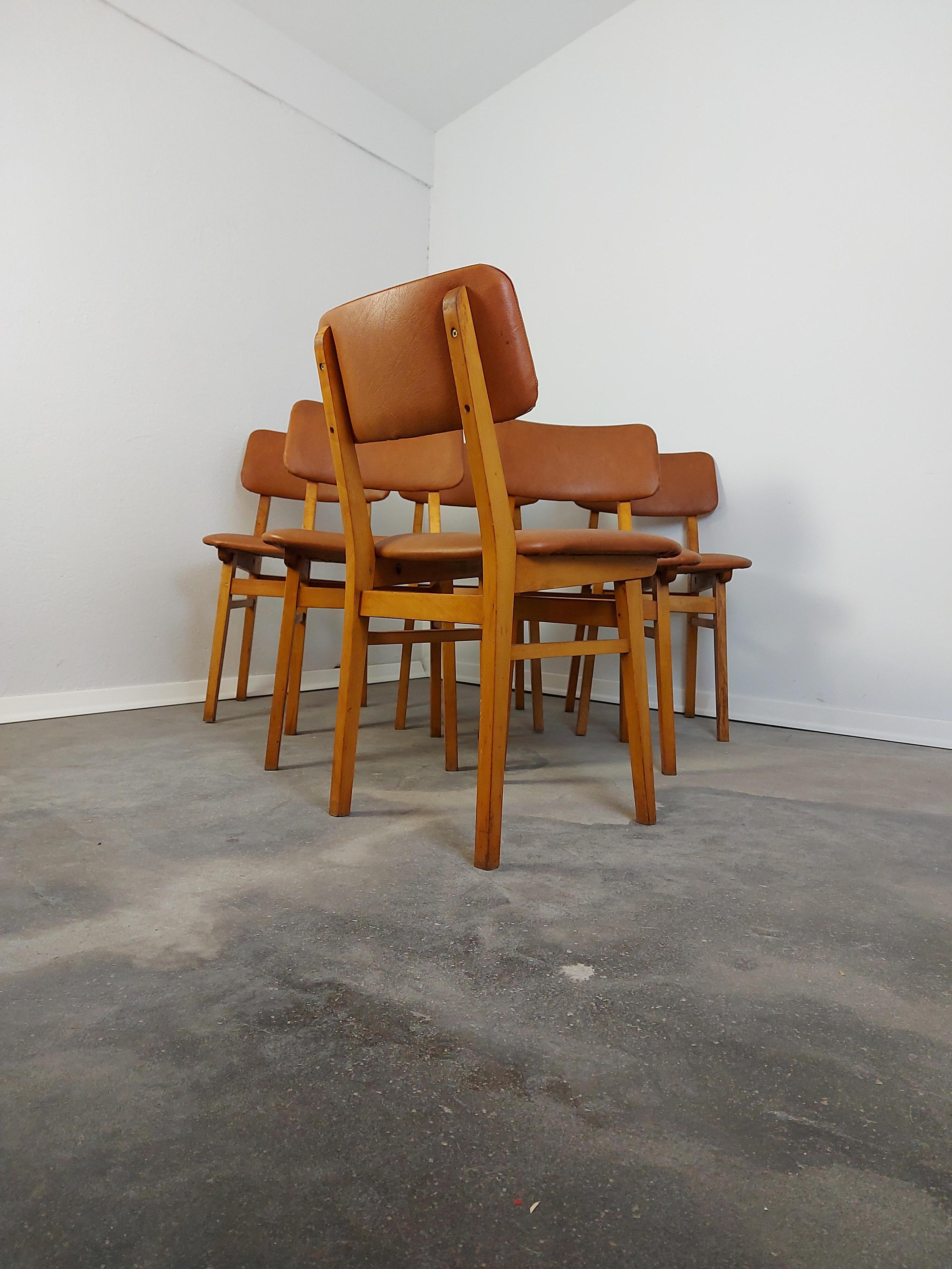 Fin du 20e siècle Chaises de salle à manger, 1970, ensemble de 6 en vente