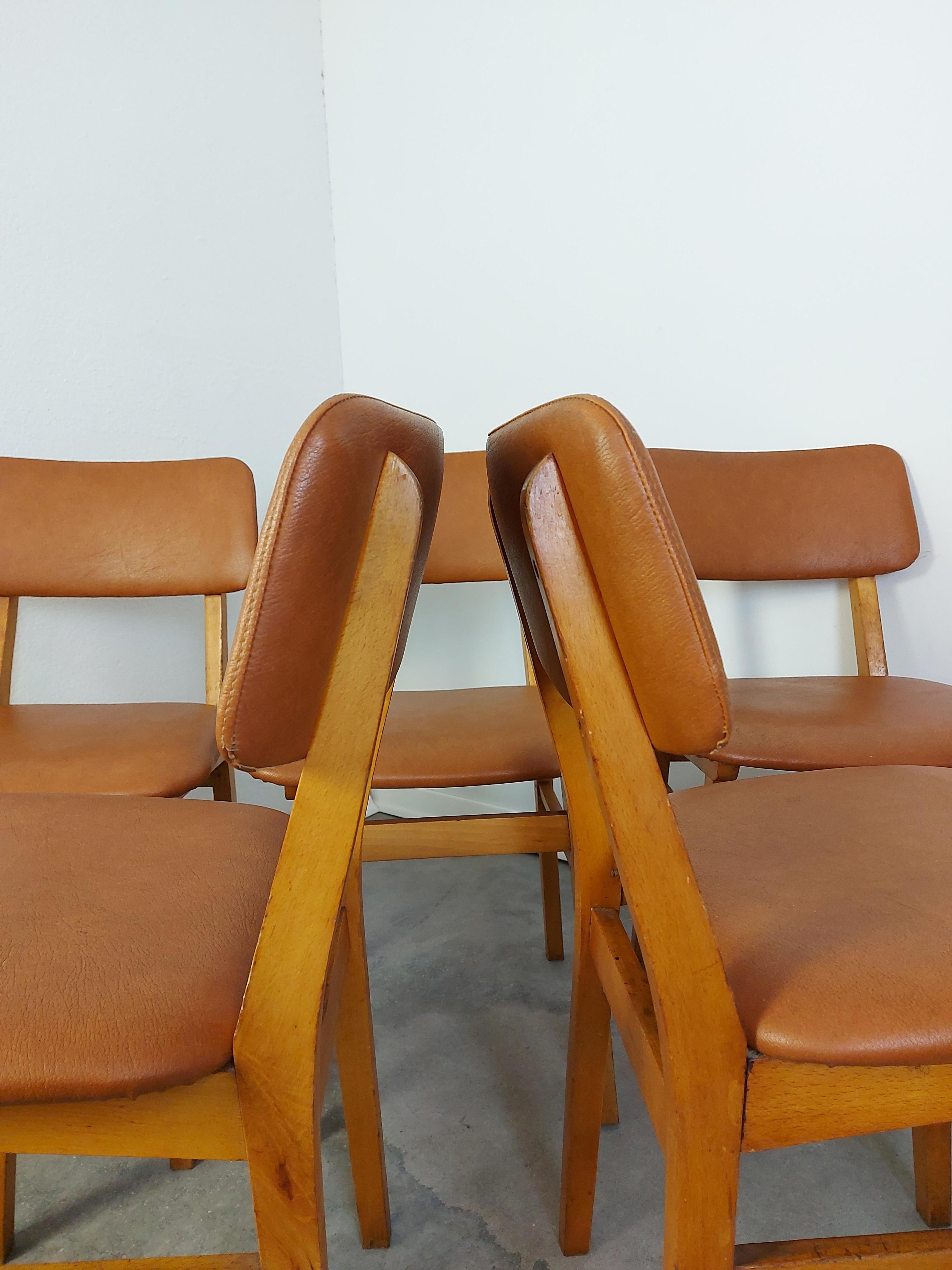 Faux Leather Dining Chairs, 1970s, Set of 6 For Sale