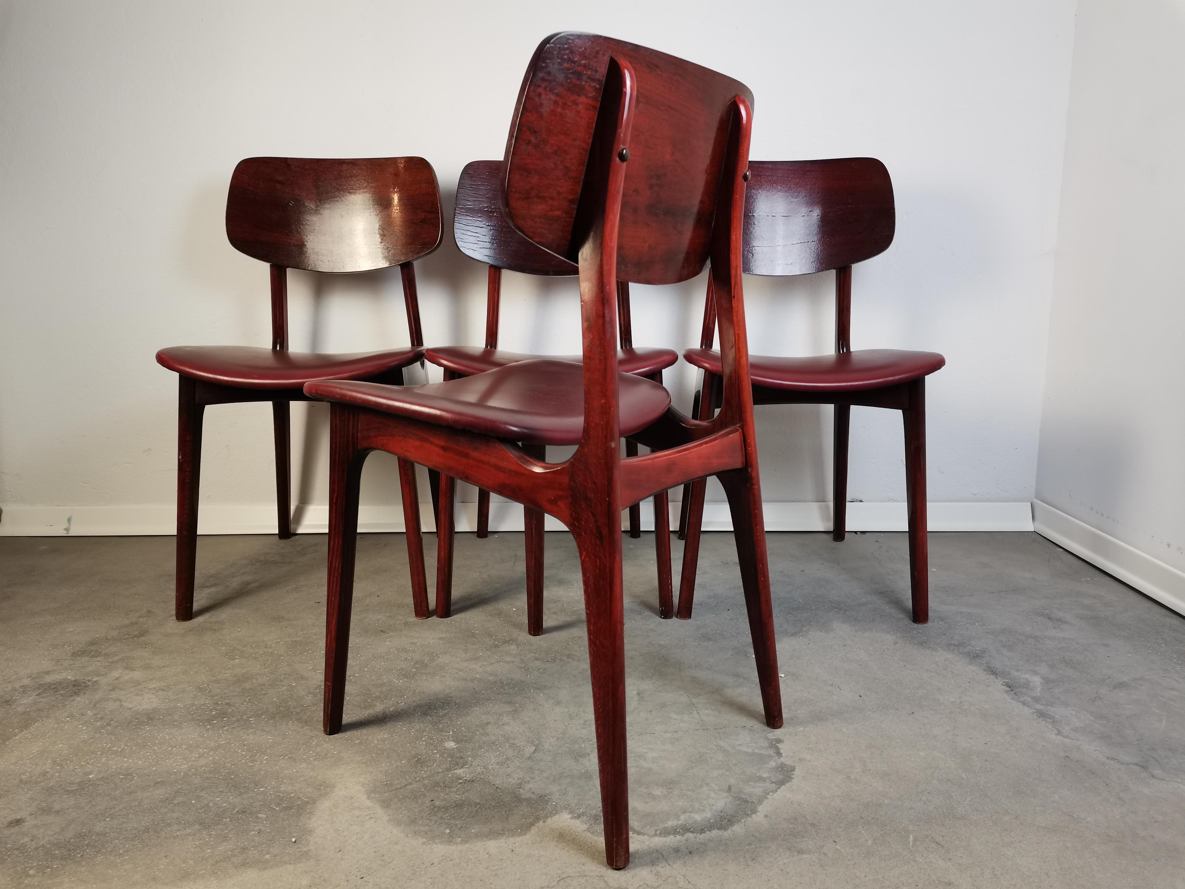Mid-Century Modern Dining Chairs, 1970s, Set of Four