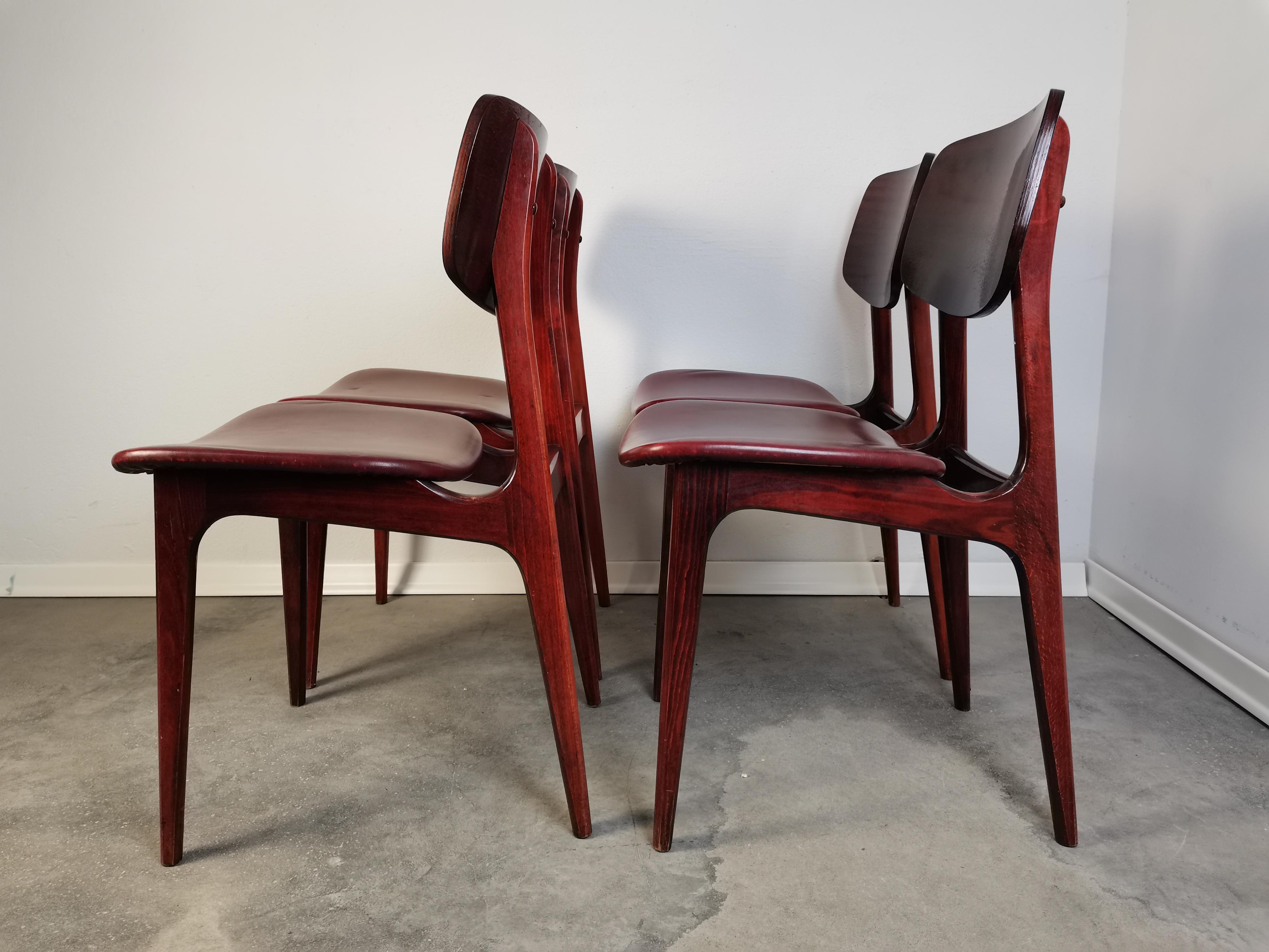 Faux Leather Dining Chairs, 1970s, Set of Four