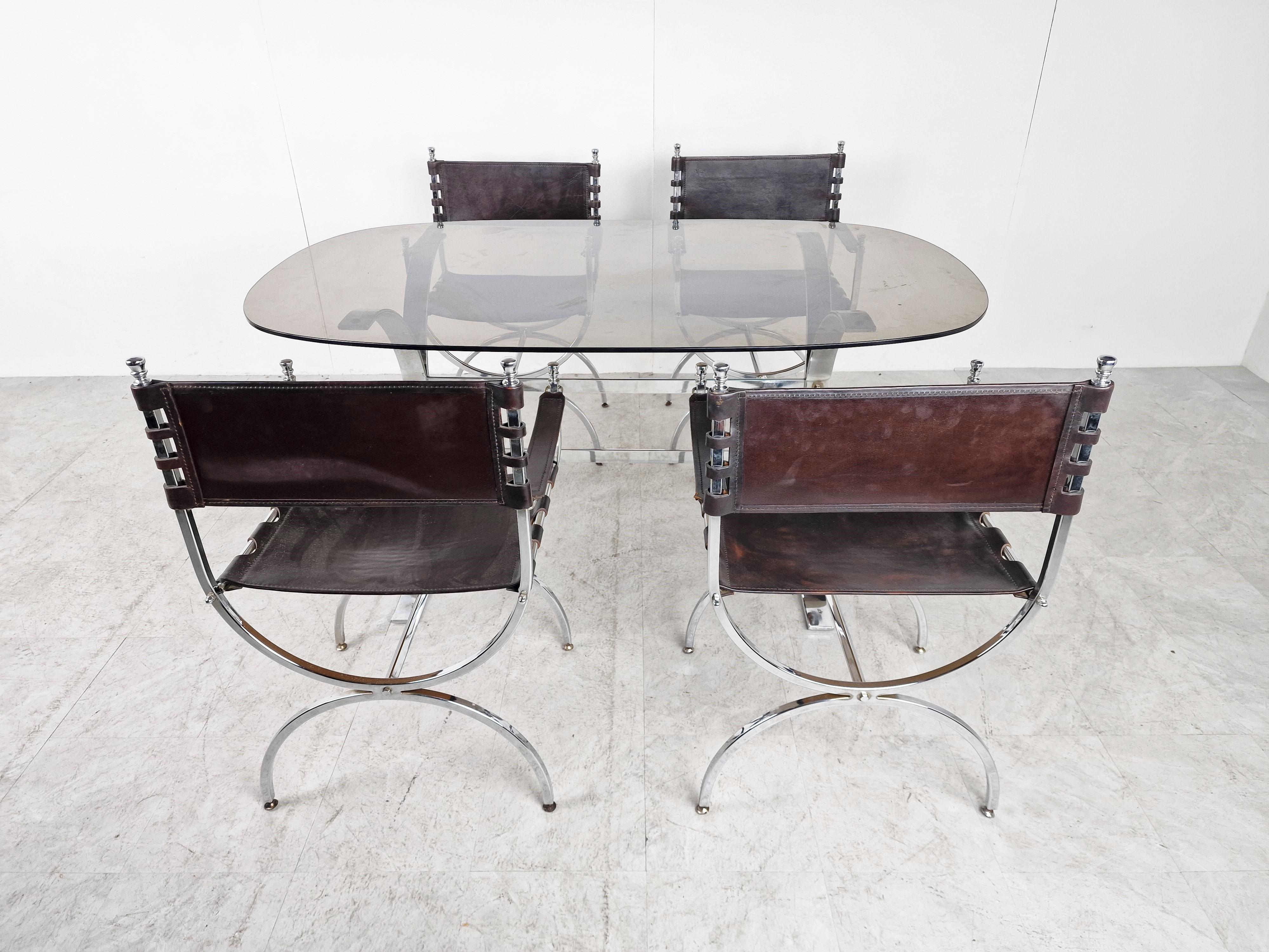 Hollywood Regency Dining Chairs and Table by Maison Jansen, 1960s