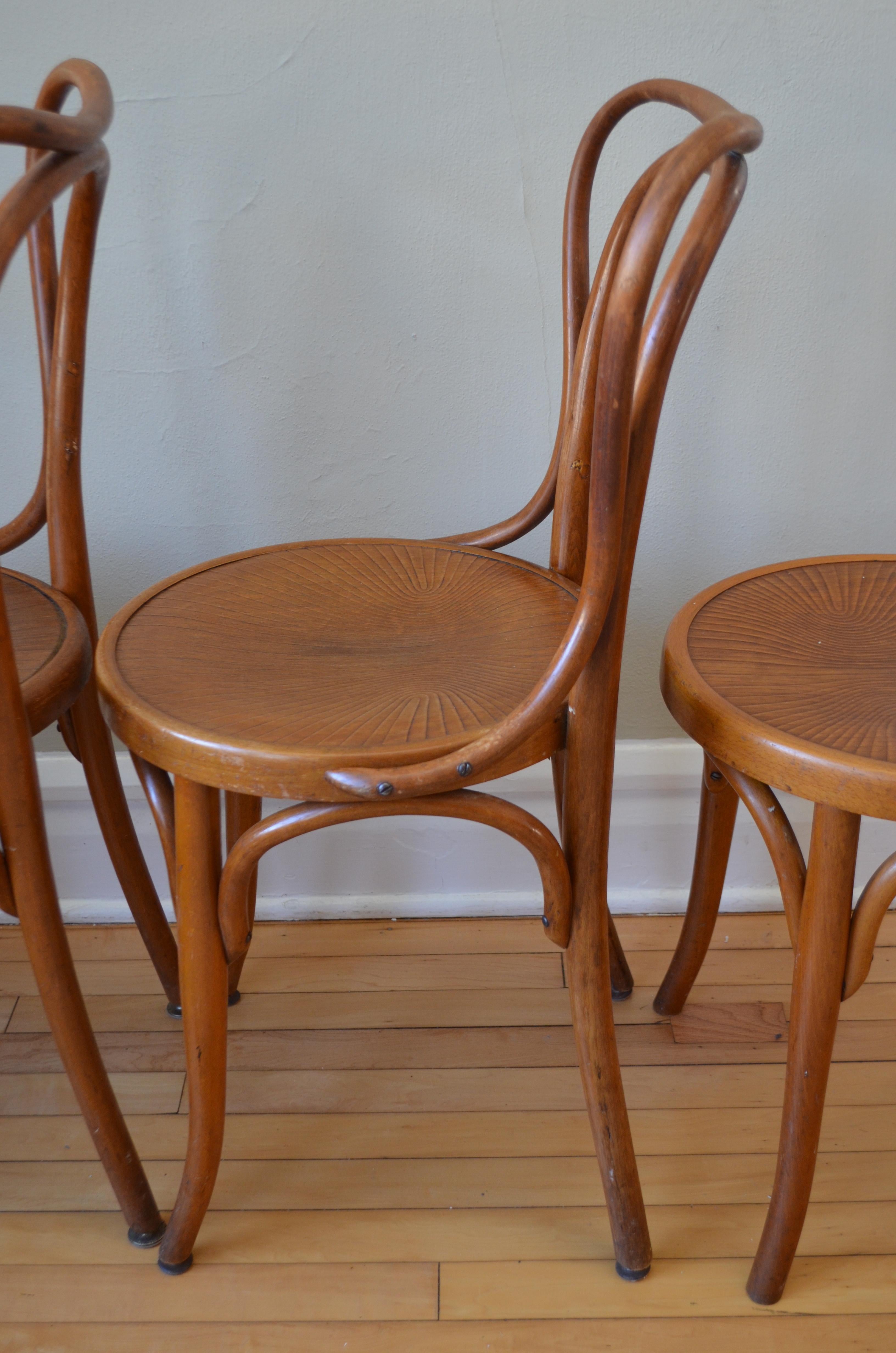 Dining Chairs Bentwood J & J Kohn Bistro Chairs, Austria, Set of 4 2