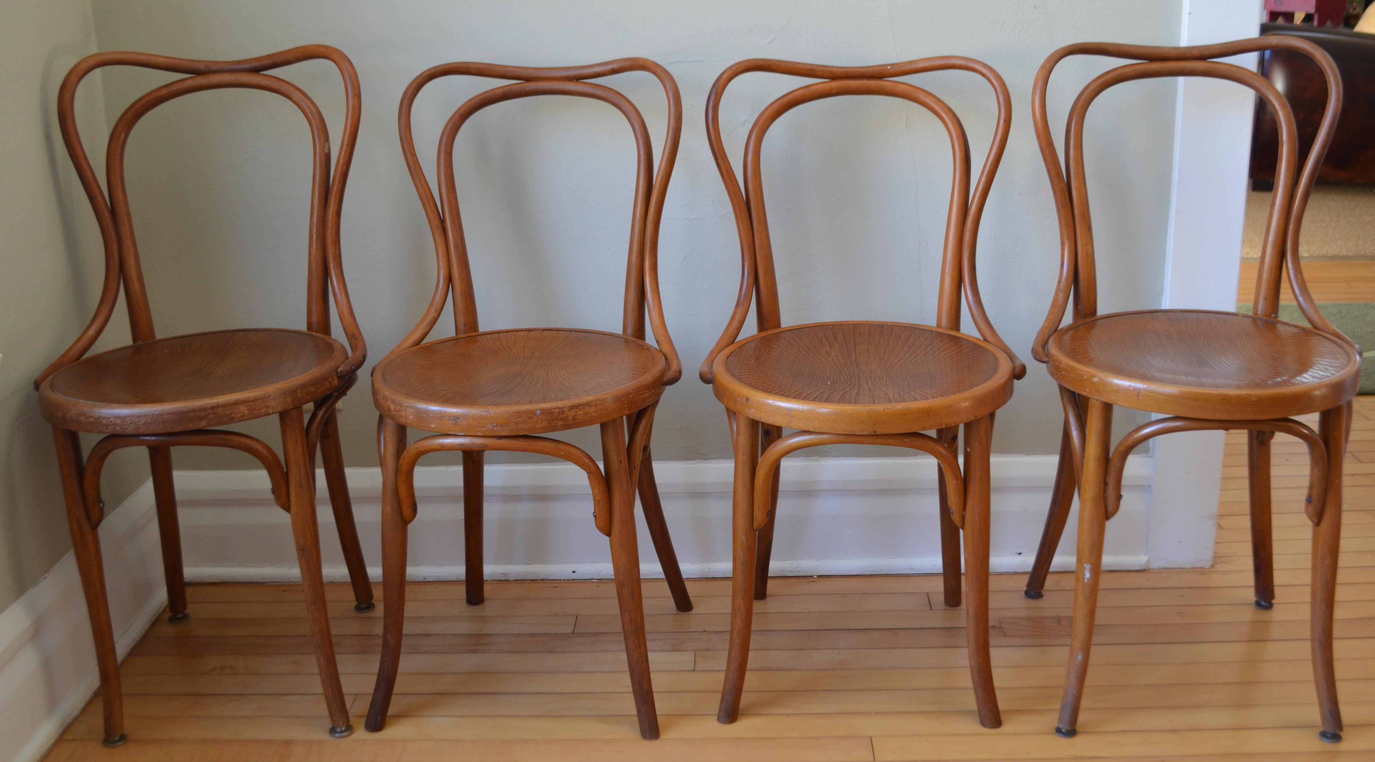 Art Nouveau Dining Chairs Bentwood J & J Kohn Bistro Chairs, Austria, Set of 4