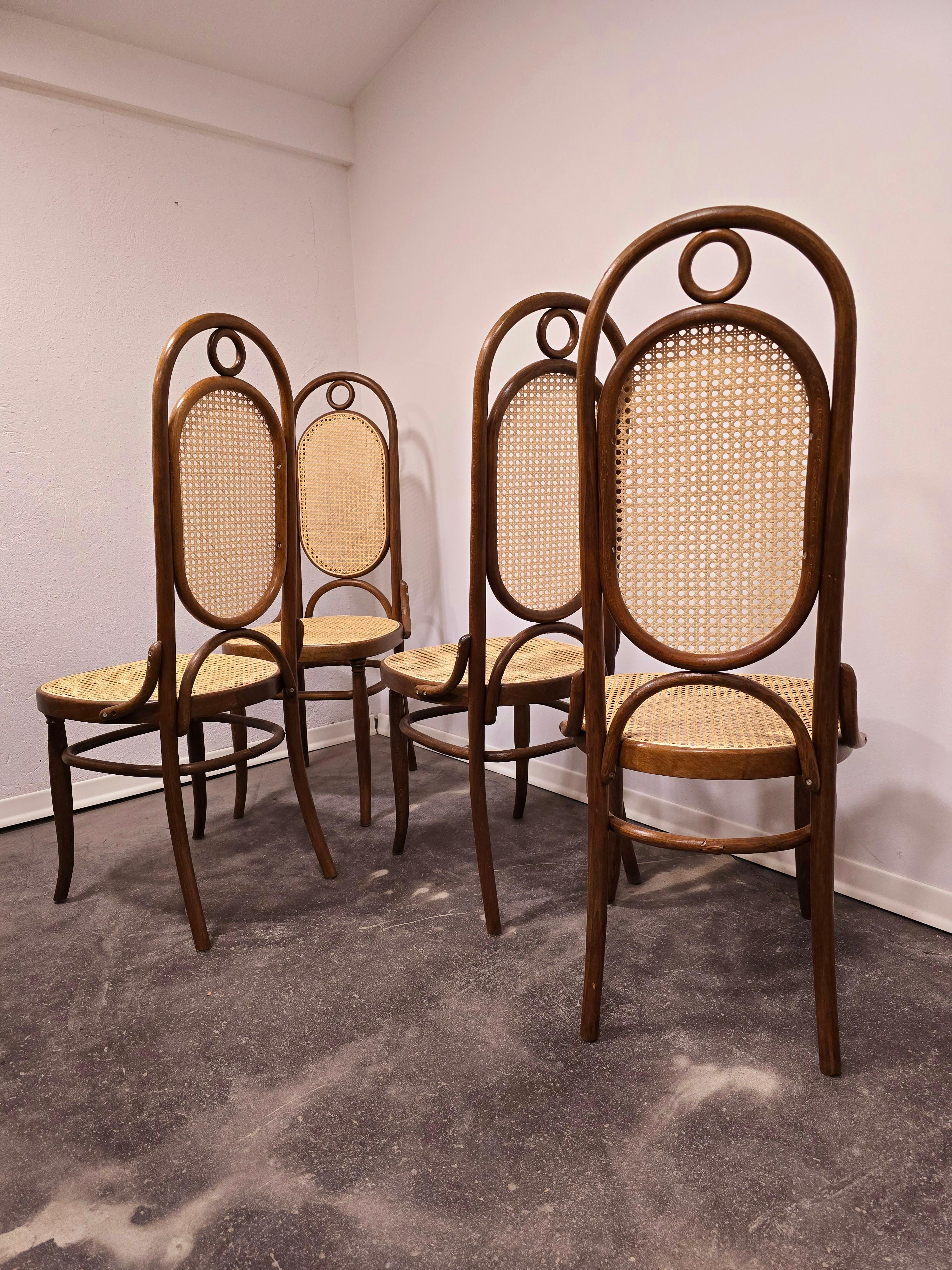 Esszimmerstühle, Bugholz, M 17, hohe Rückenlehne, 1960er Jahre, 1 von 4 (Moderne der Mitte des Jahrhunderts) im Angebot
