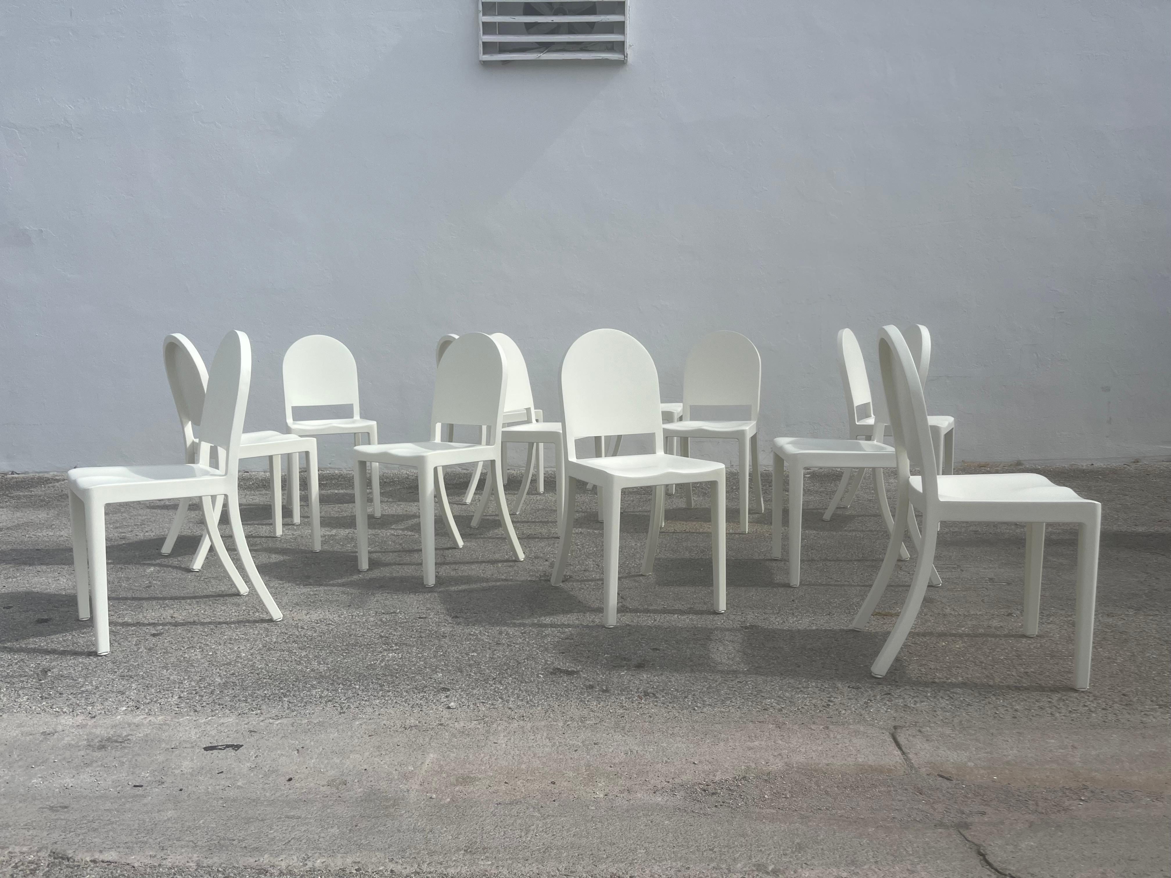 Dining Chairs by Andrée Putman for Emeco, Aluminum, Cream 8
