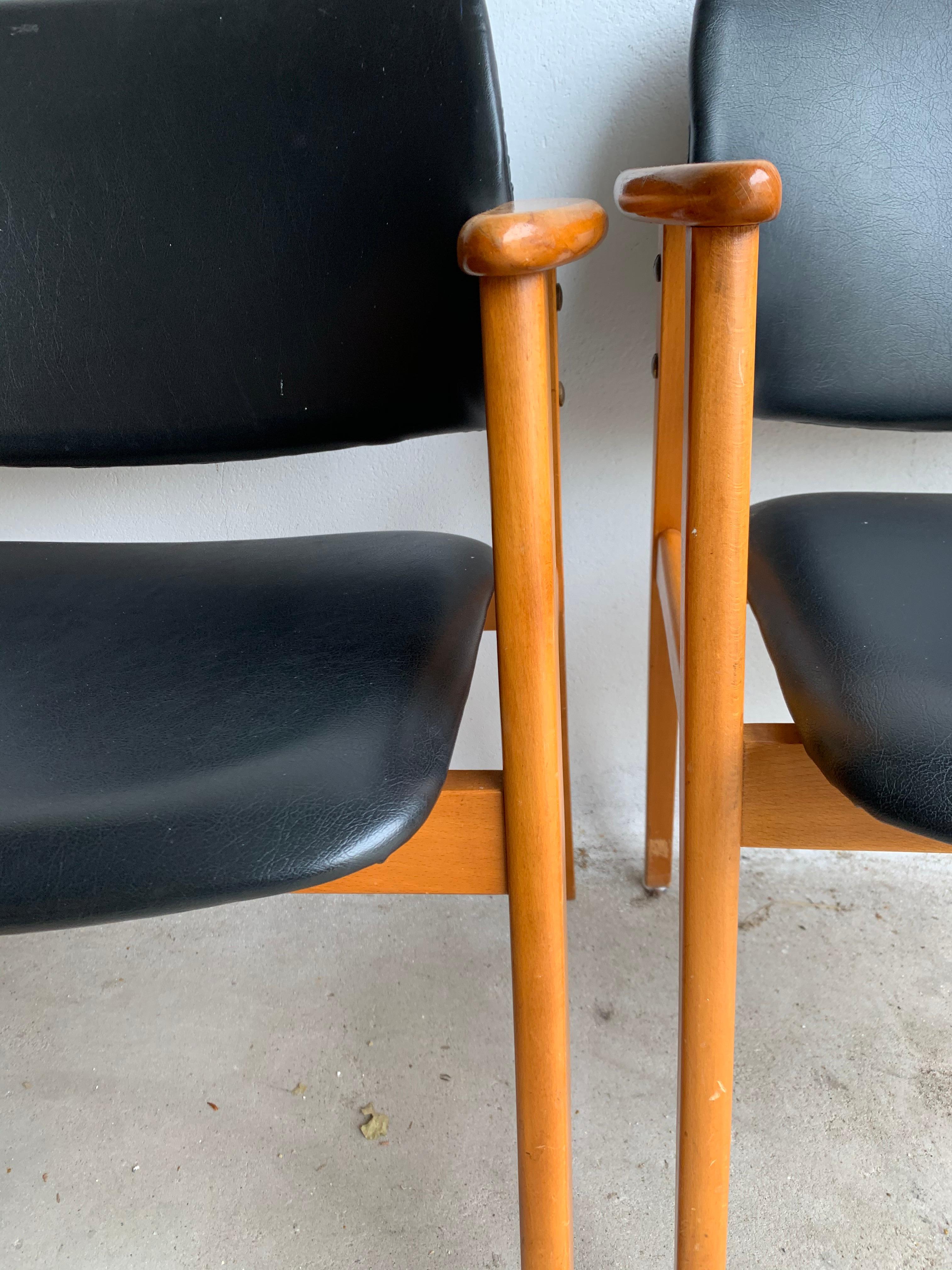 Mid-Century Modern 20th Century Black Birch Dining Chairs by Cees Braakman for Pastoe, 1950s