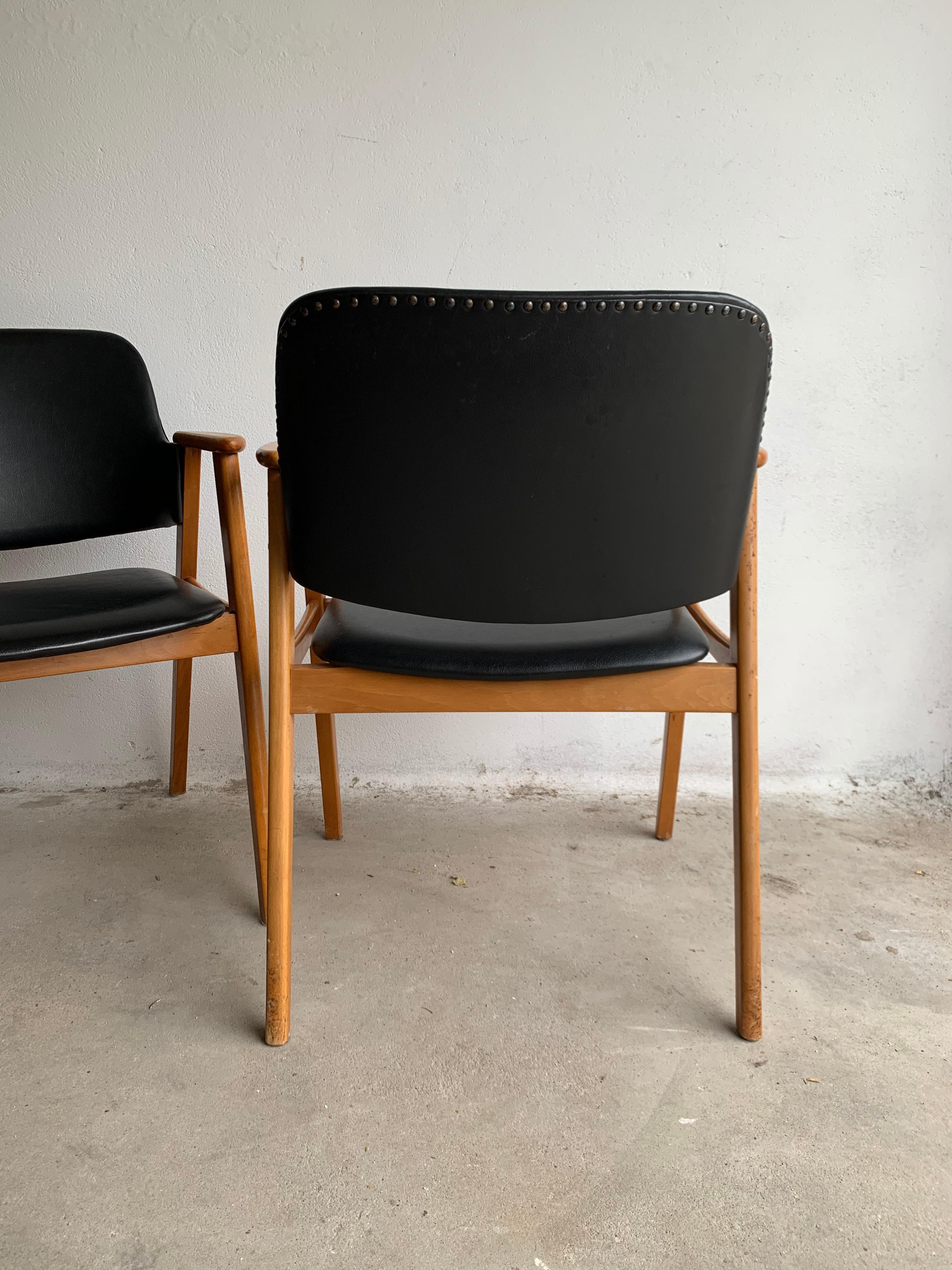 Mid-20th Century 20th Century Black Birch Dining Chairs by Cees Braakman for Pastoe, 1950s
