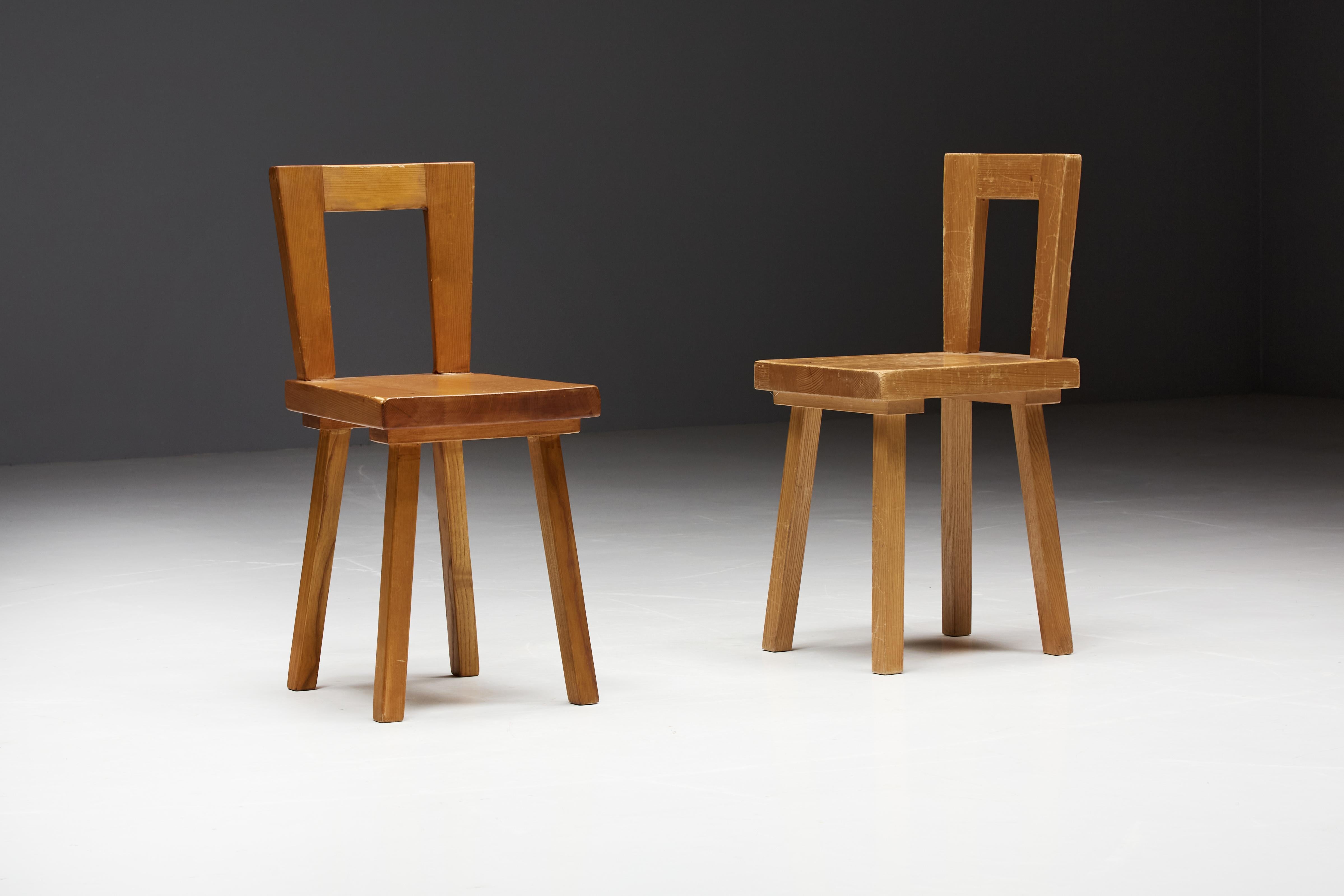 French Dining Chairs by Charlotte Perriand for Les Arcs, France, 1960s For Sale