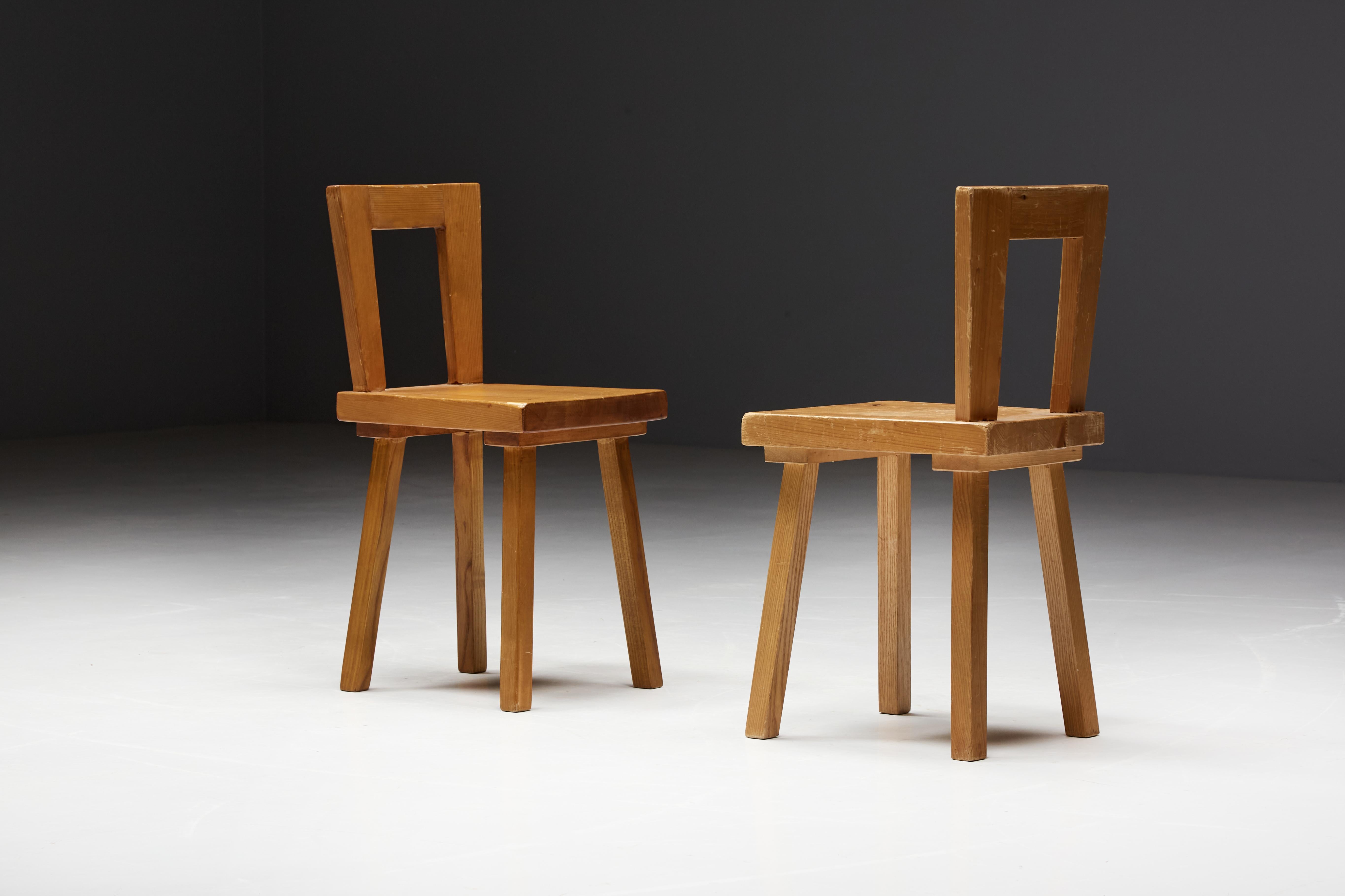 Mid-20th Century Dining Chairs by Charlotte Perriand for Les Arcs, France, 1960s For Sale