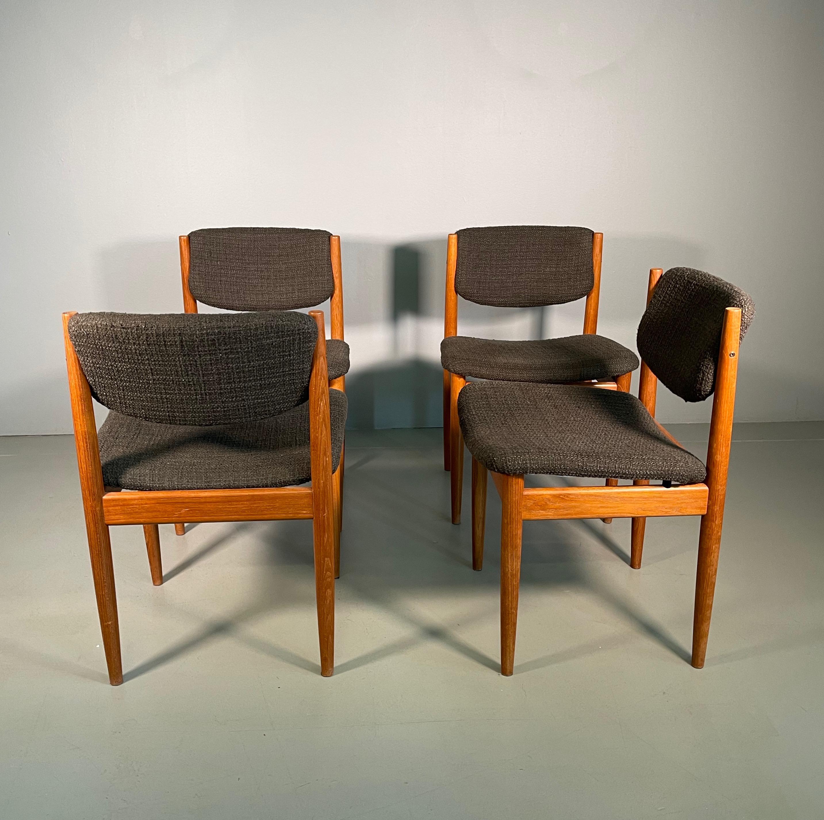 Mid-Century Modern Chaises de salle à manger de Finn Juhl pour France & Sn, années 1960, ensemble de 4 pièces en vente