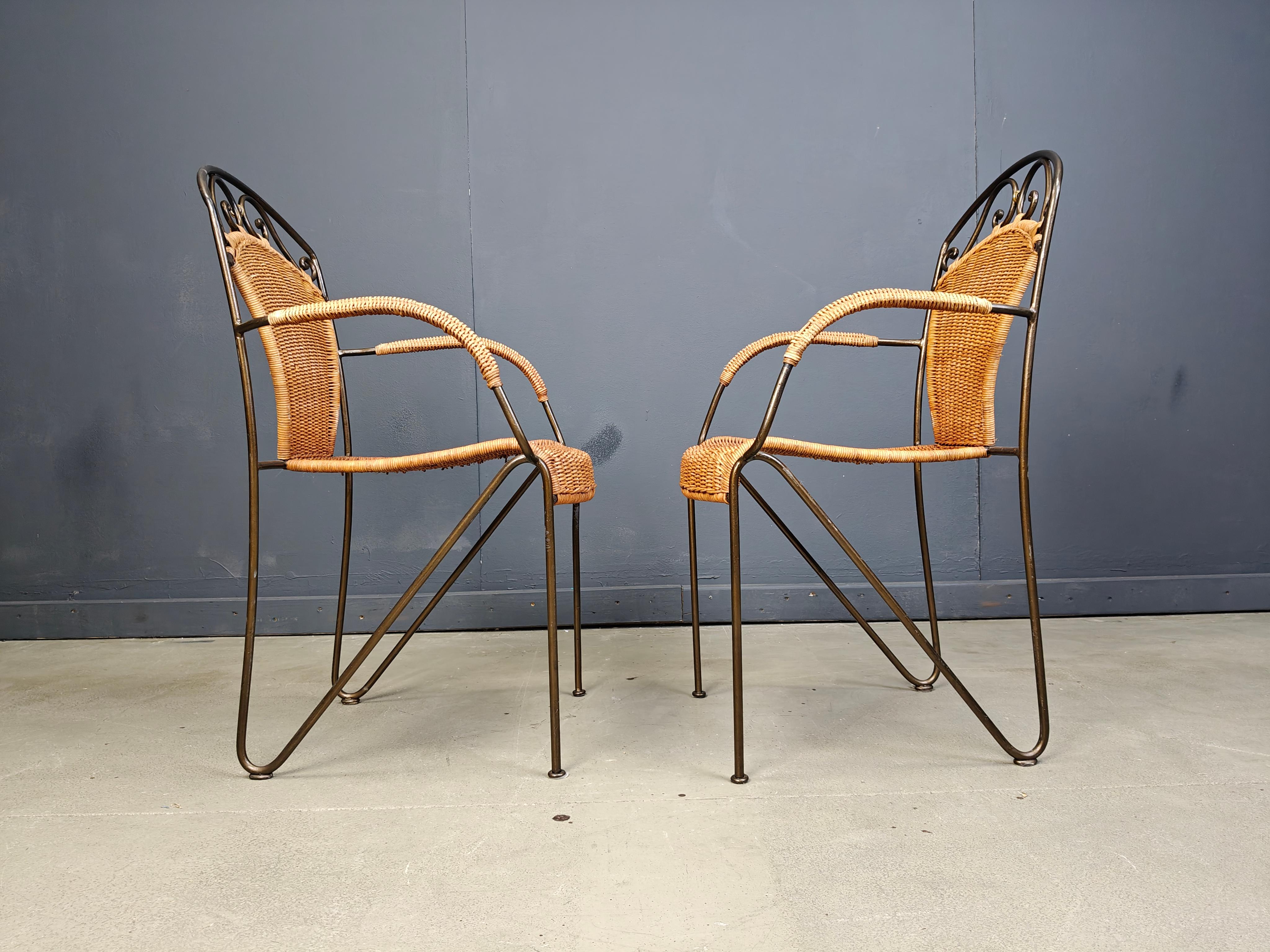 Vimini Sedie da pranzo di Frederick Weinberg, anni '60, set di 4 pezzi in vendita