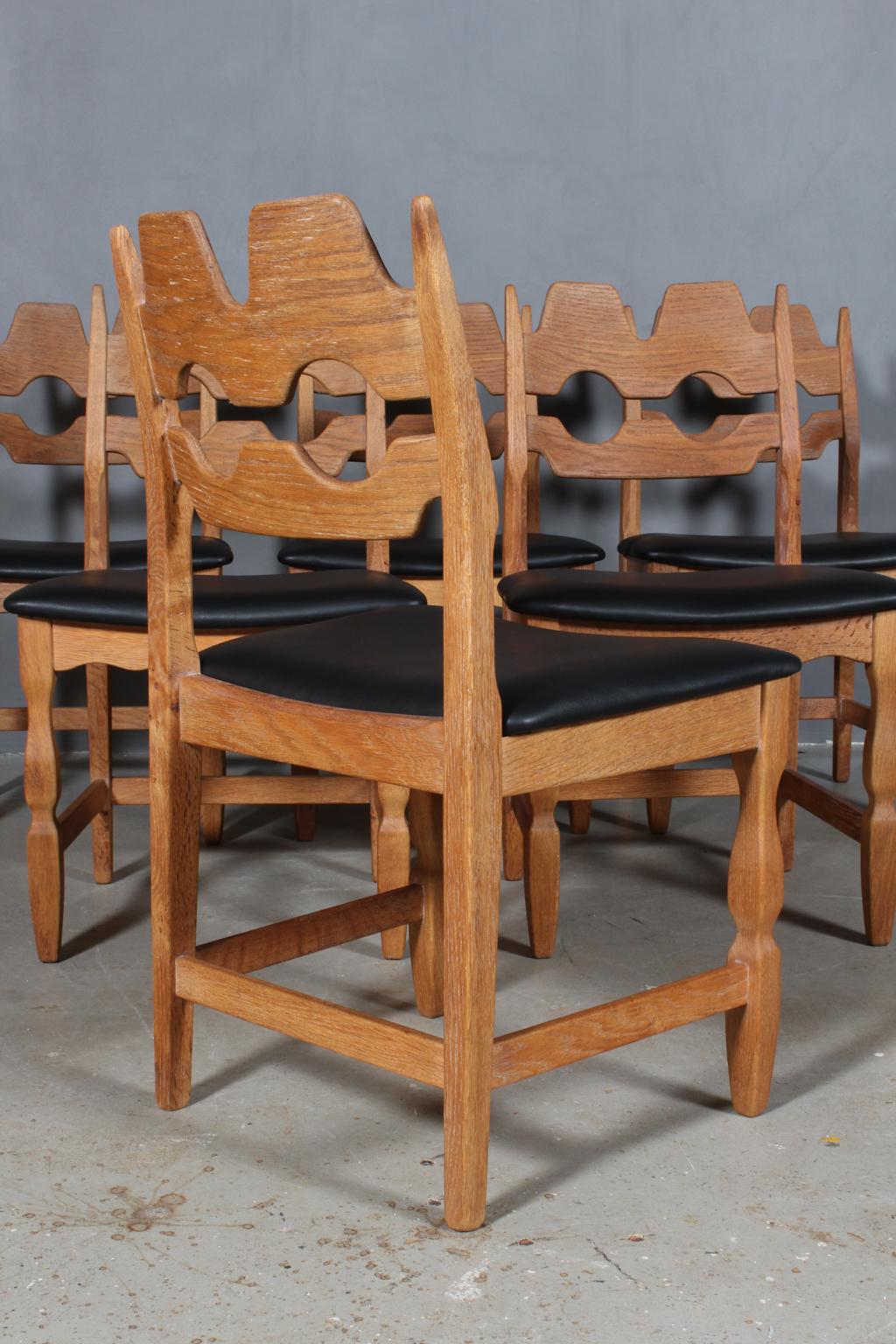 Leather Dining Chairs by Henning Kjærnulf