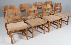 Chaises de salle à manger par Henning Kjærnulf, Modèle Razoblade, Danemark années 1970, Chêne
