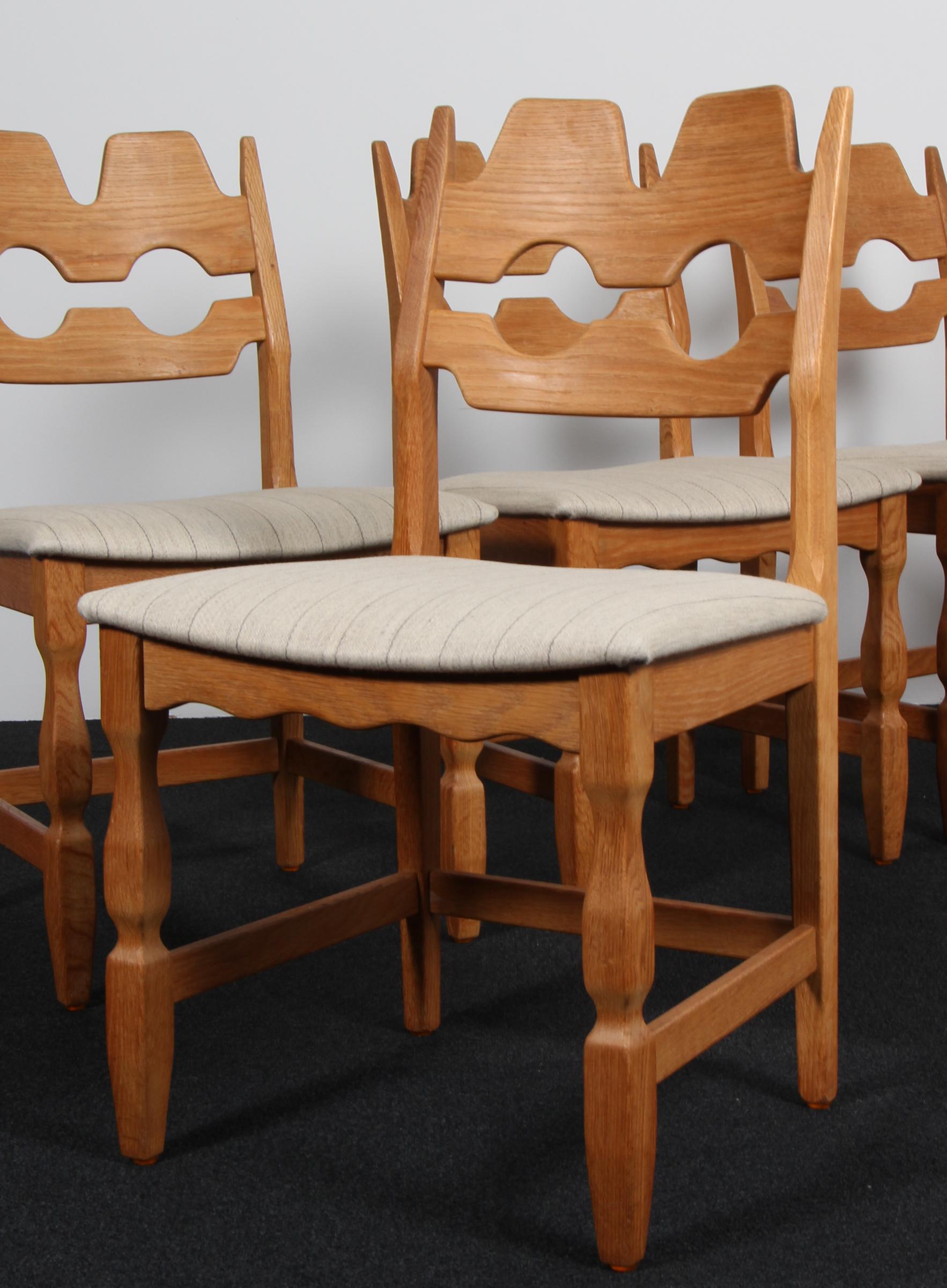 Sillas de comedor de Henning Kjærnulf, Modelo Razoblade, Dinamarca Años 70, Roble Danés en venta