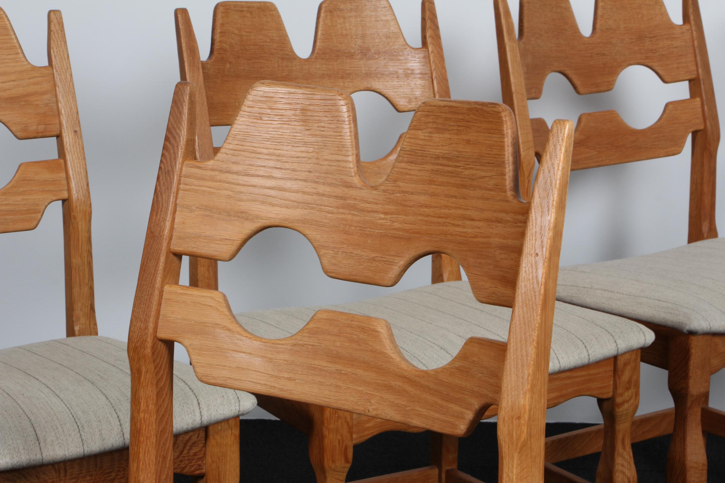 Sillas de comedor de Henning Kjærnulf, Modelo Razoblade, Dinamarca Años 70, Roble finales del siglo XX en venta