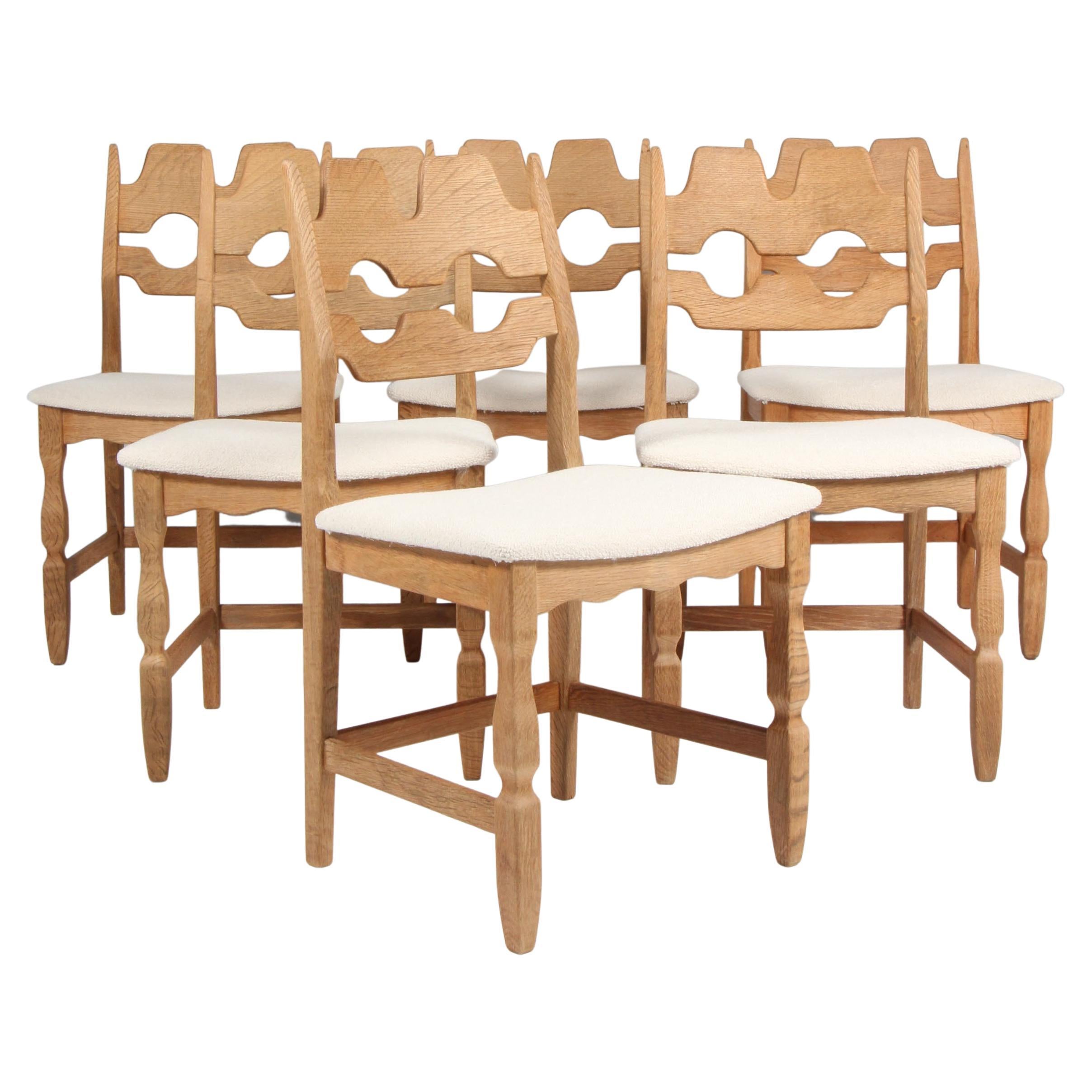 Dining Chairs by Henning Kjærnulf, Model Razoblade, Denmark 1970s, Oak