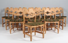 Dining Chairs by Henning Kjærnulf, Model Razoblade, Denmark 1970s, Oak
