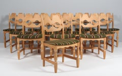 Dining Chairs by Henning Kjærnulf, Model Razoblade, Denmark 1970s, Oak