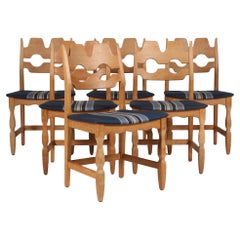 Chaises de salle à manger par Henning Kjærnulf, Modèle Razoblade, Danemark années 1970, Chêne