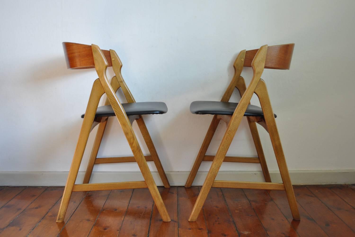 Scandinavian Modern Dining Chairs by Henning Kjærnulf, Set of Two