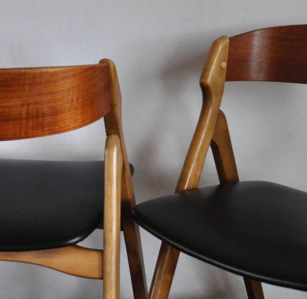 Mid-20th Century Dining Chairs by Henning Kjærnulf, Set of Two