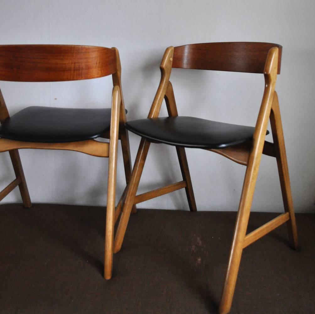 Faux Leather Dining Chairs by Henning Kjærnulf, Set of Two