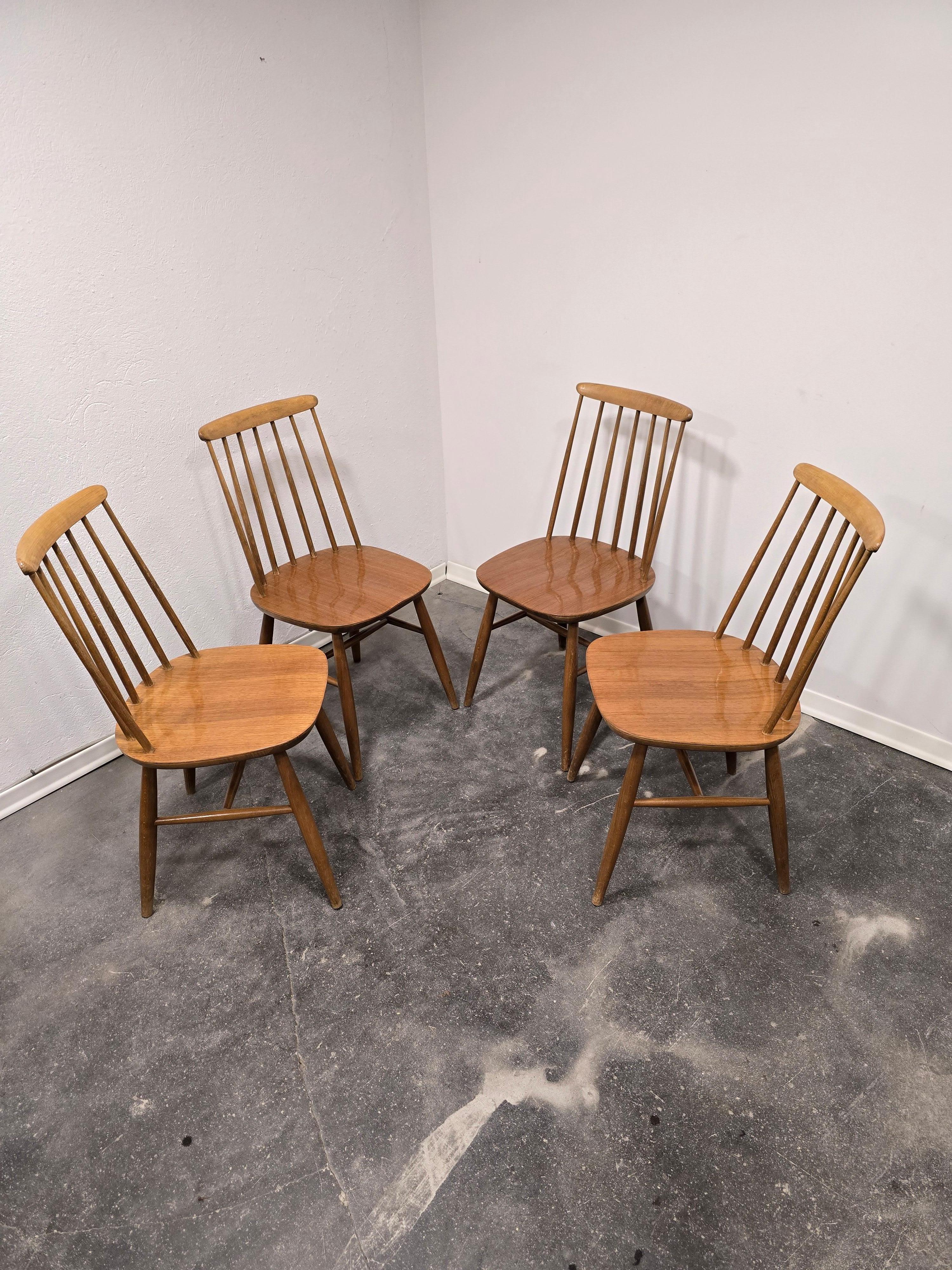 Mid-Century Modern Dining chairs by Ilmari Tapivaara 1970s 1 of 4 For Sale