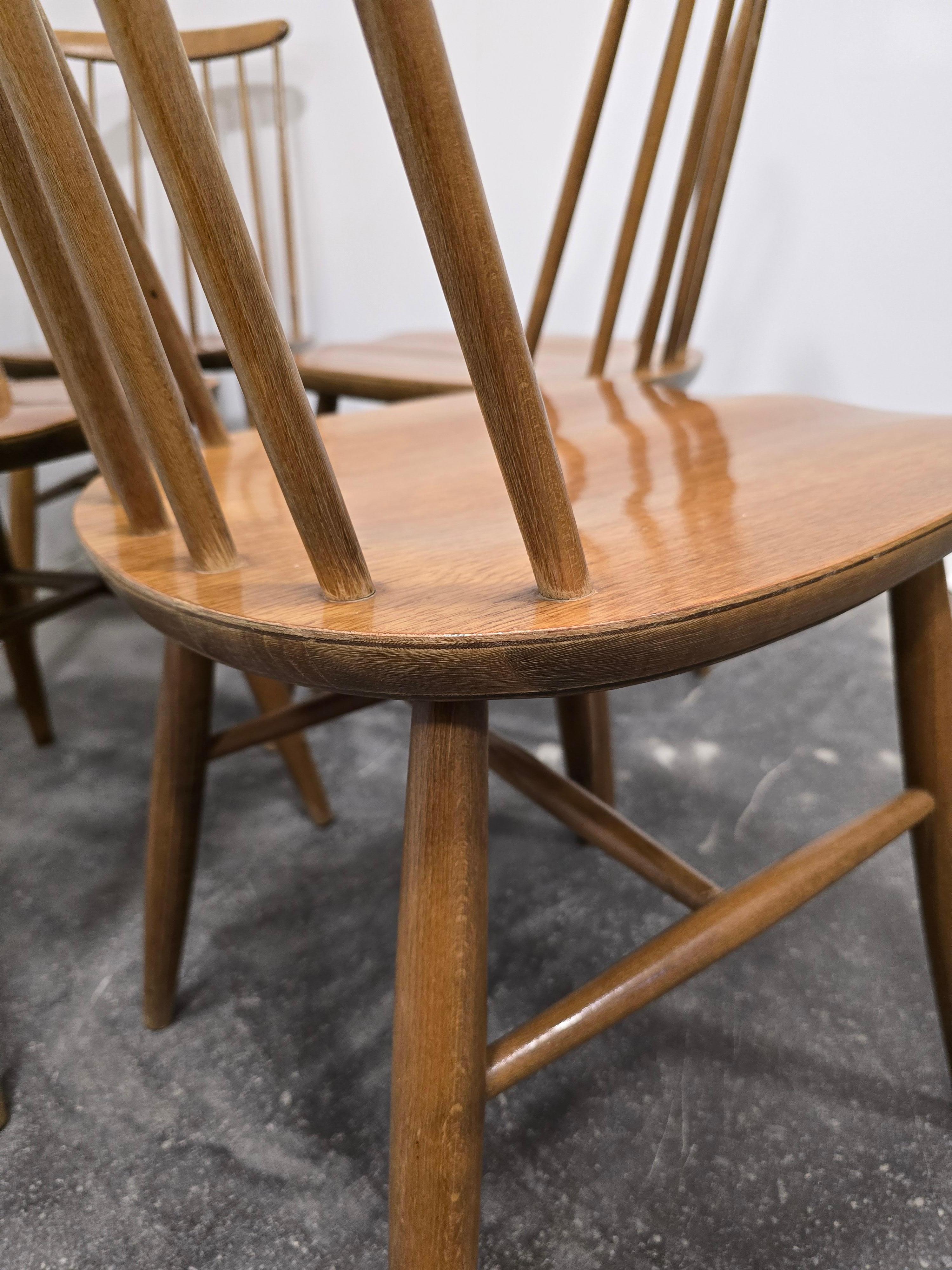 Hardwood Dining chairs by Ilmari Tapivaara 1970s 1 of 4 For Sale