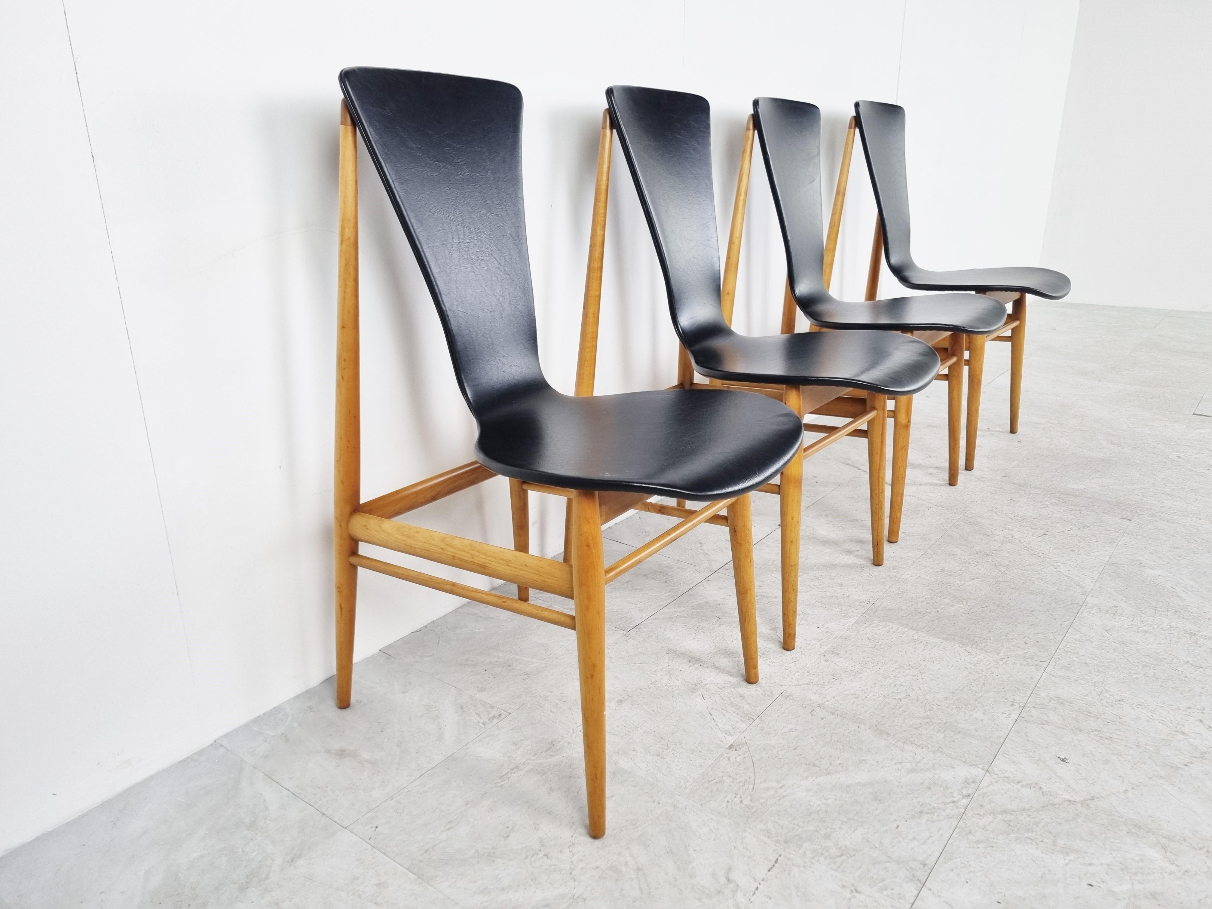 Mid-20th Century Dining Chairs by Inger Klingenberg Set of 4, 1950s