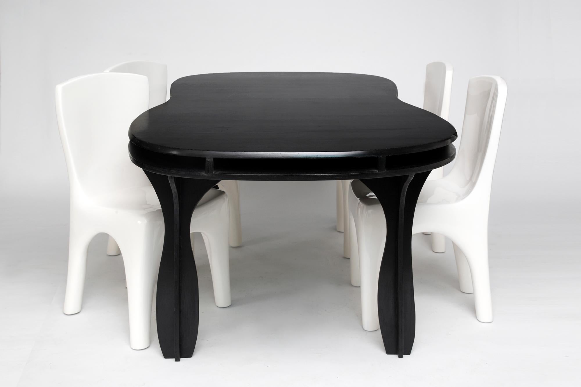 Lacquered Dining Chairs by Jacques Jarrige in Lacquer For Sale
